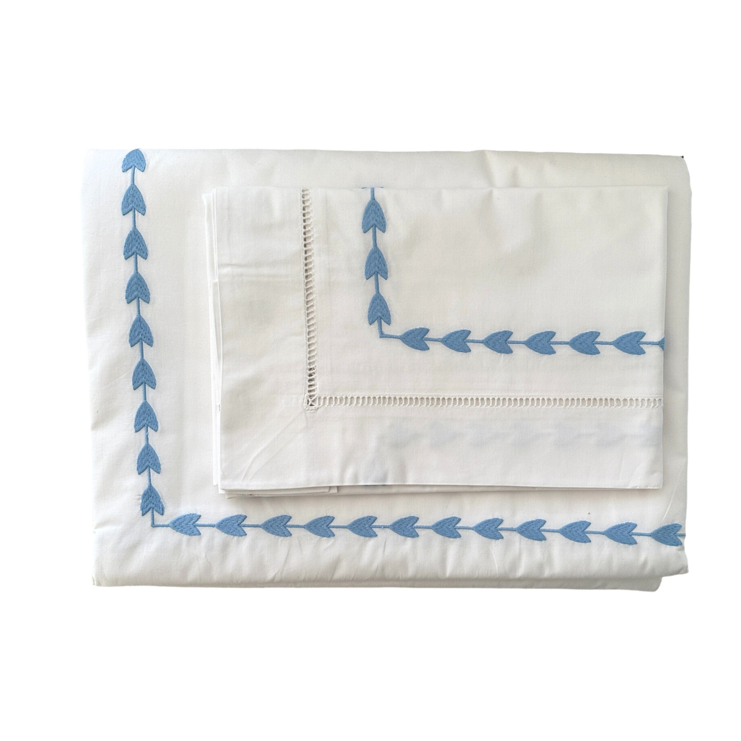 Blue Leaf Border Duvet Cover