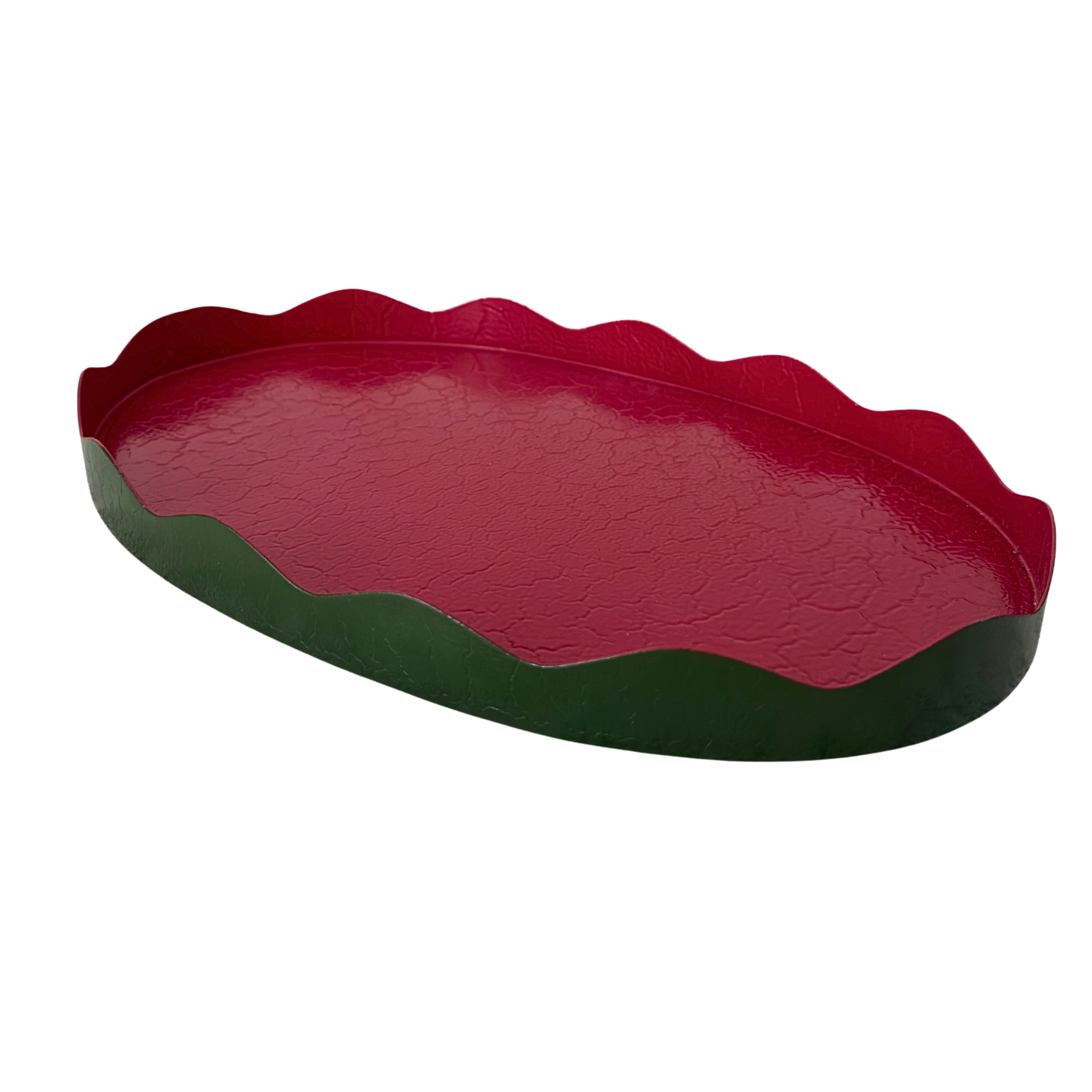 Toleware Tray - Dark Green and Raspberry