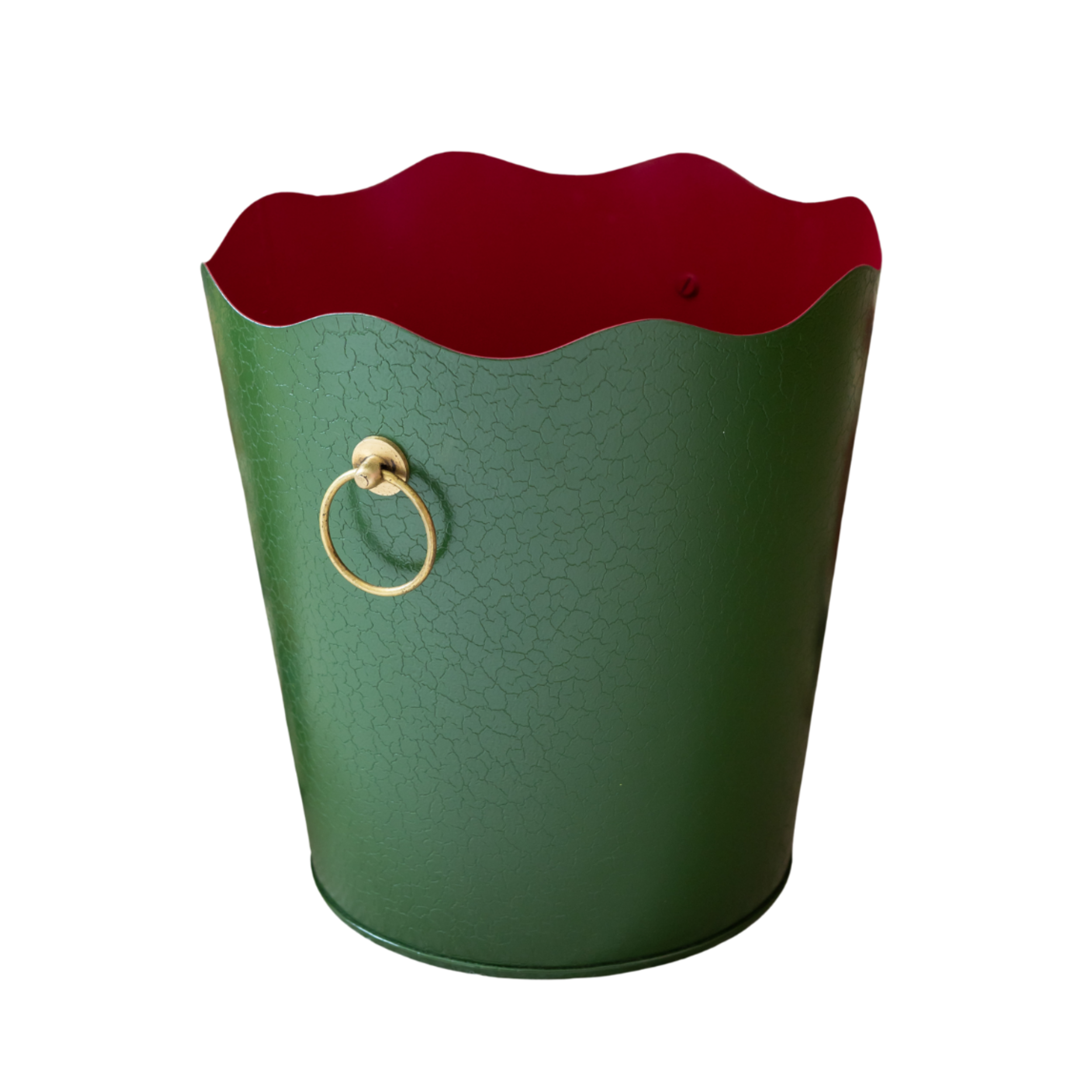 Toleware Wastepaper Bin - Dark Green & Raspberry