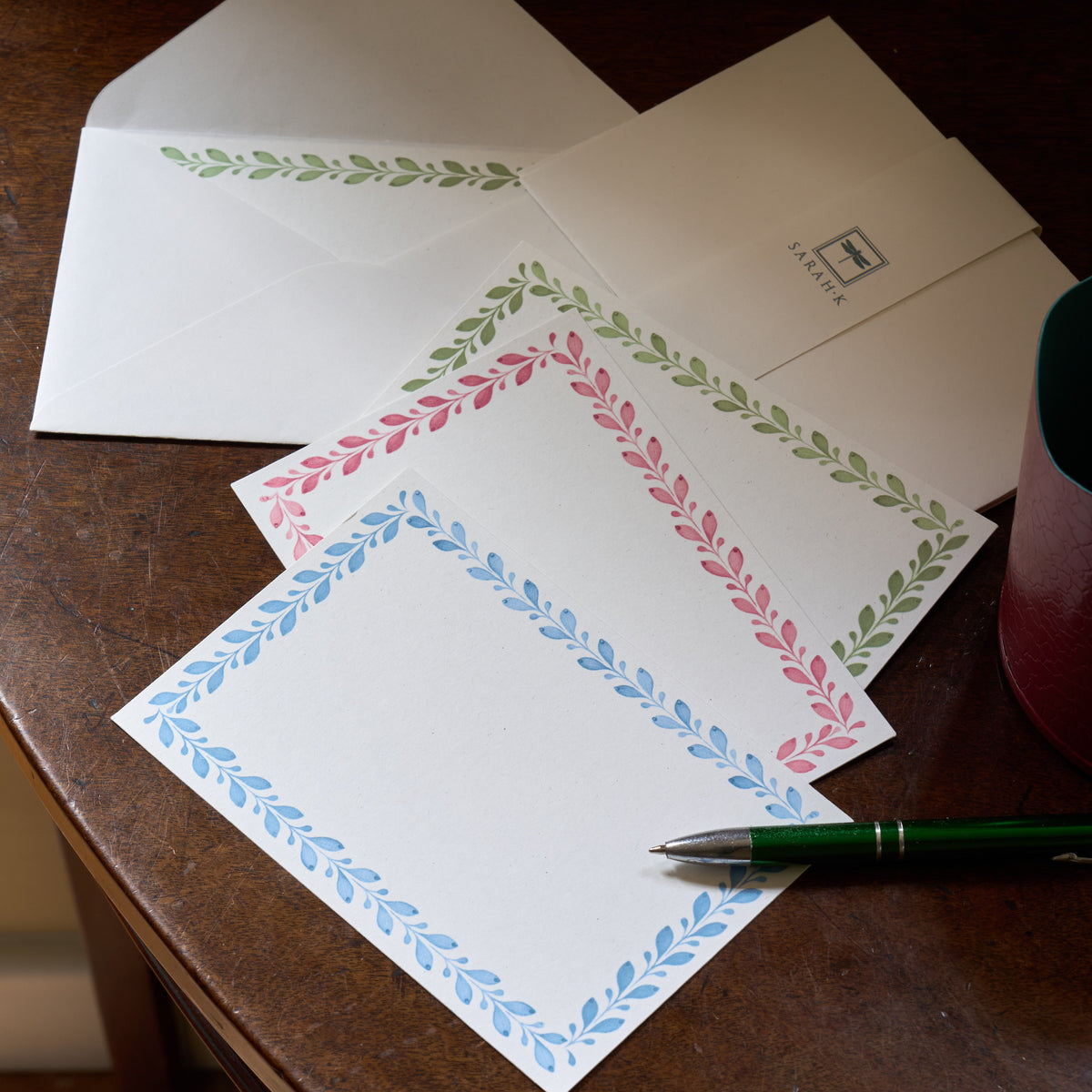 Leaf Print Notecards & Envelopes, Set Of 6