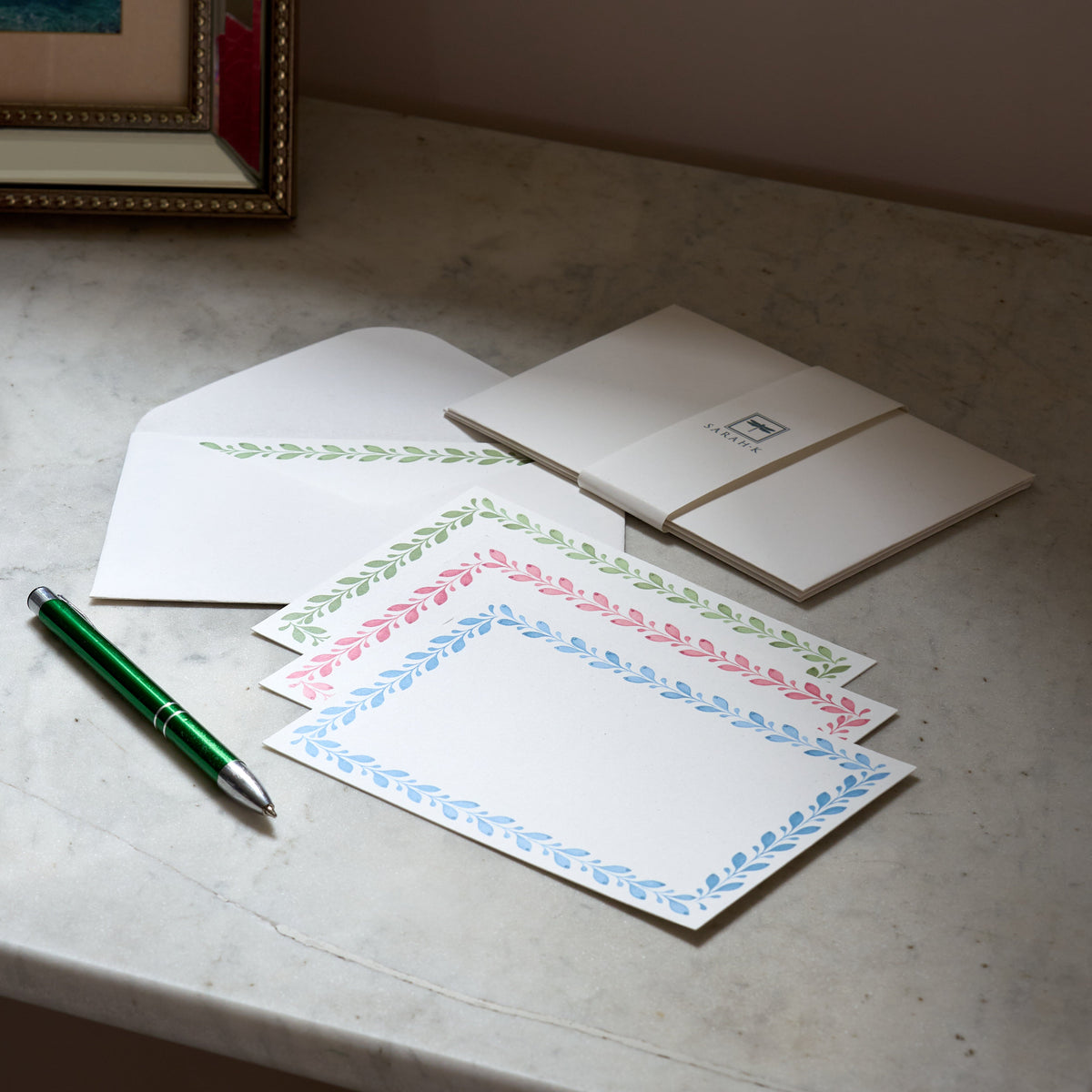 Leaf Print Notecards & Envelopes, Set Of 6