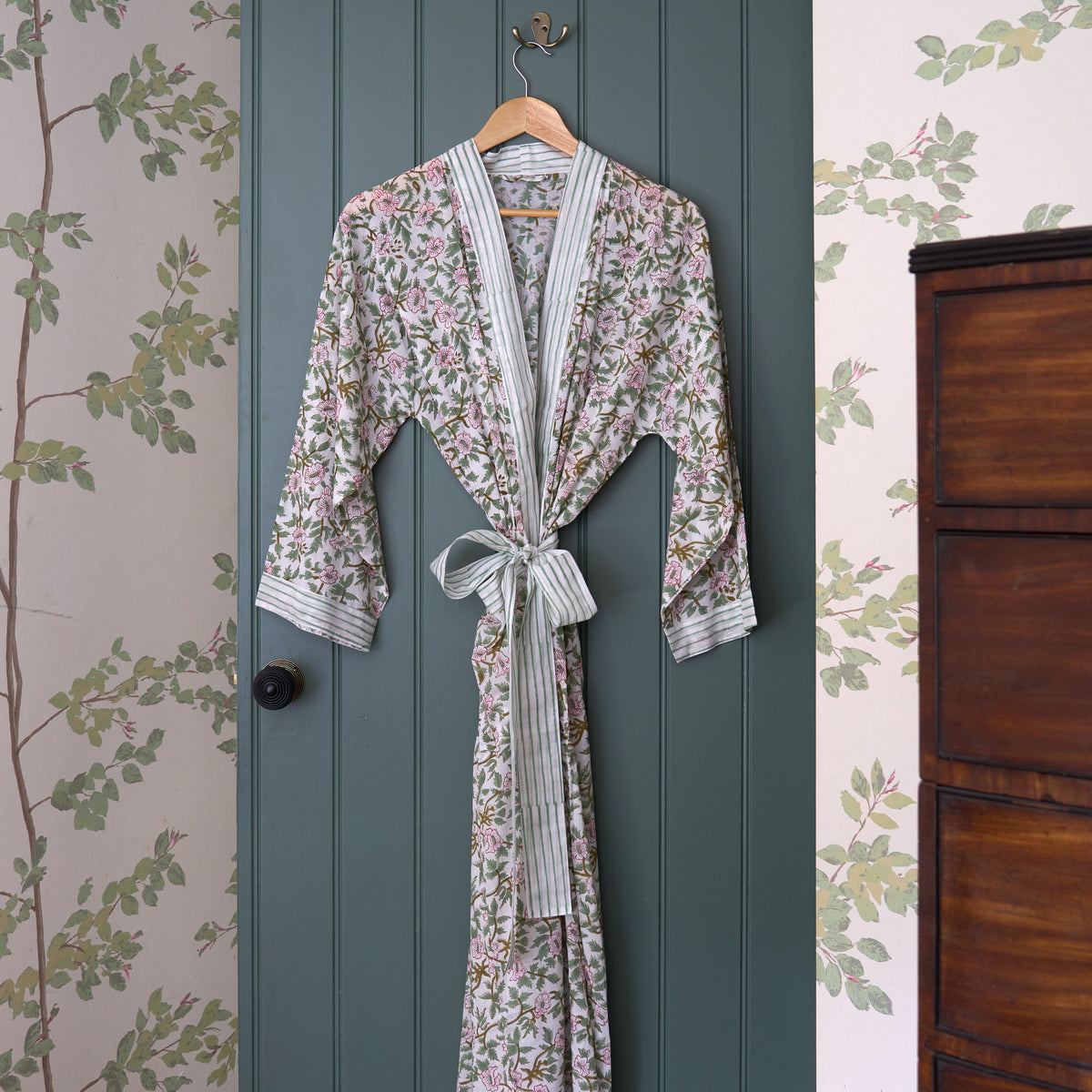 Pink and Green Floral Kimono