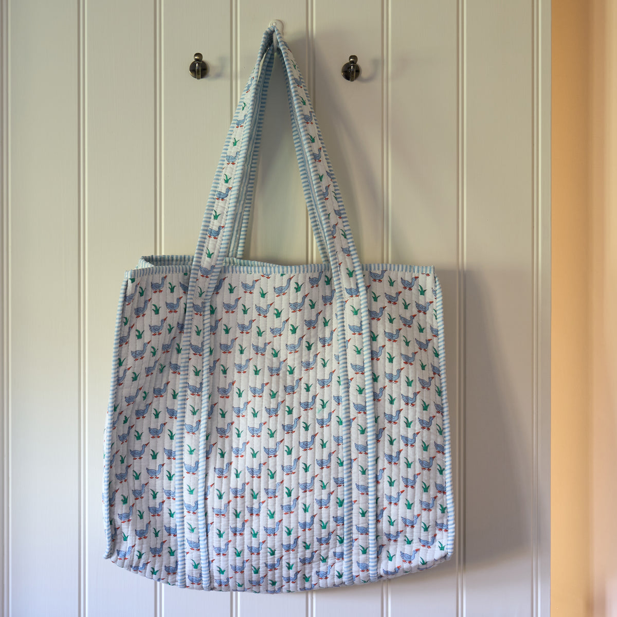 Blue Duck Quilted Tote Bag