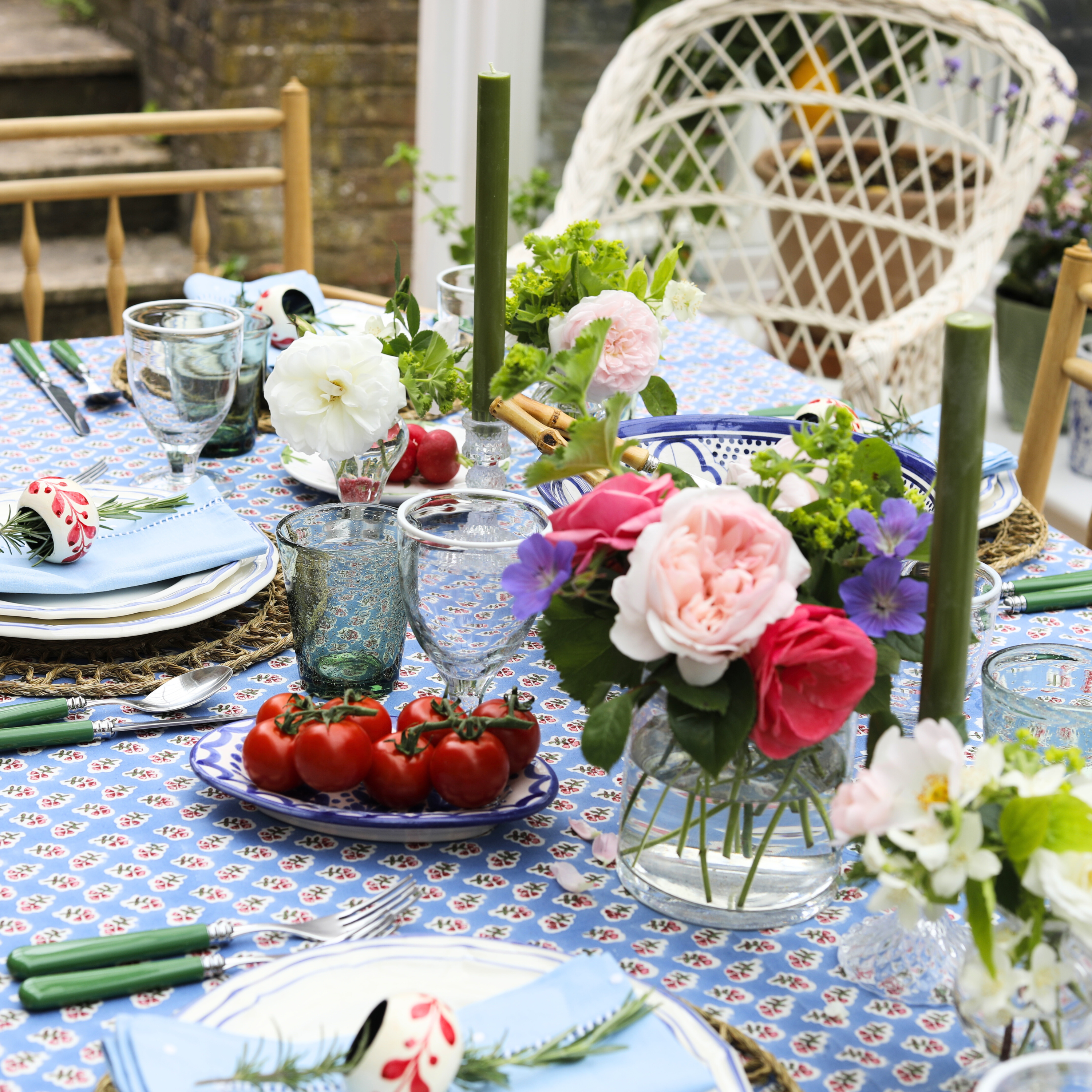 azure blue ditsy tablecloth