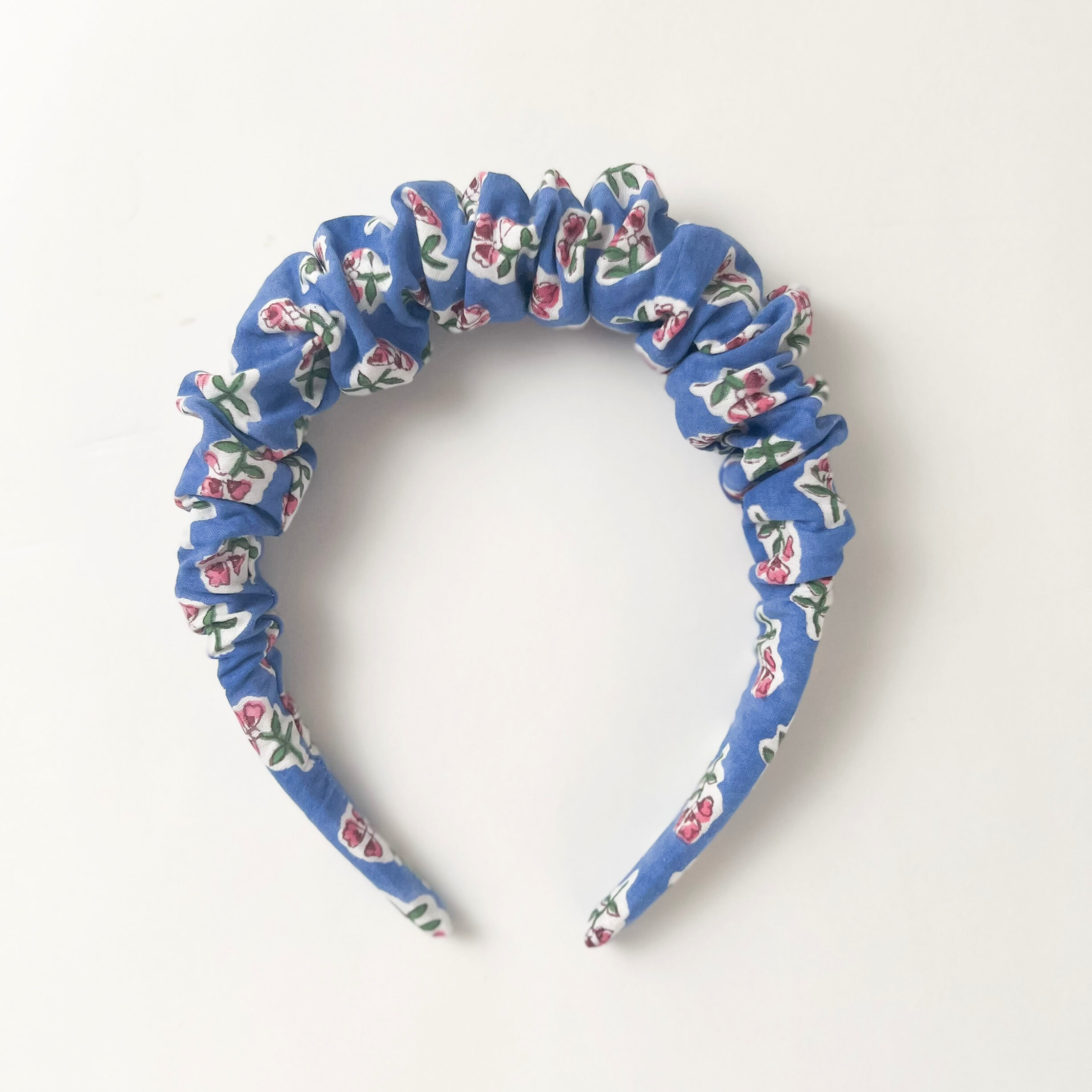 Blue floral patterned headband