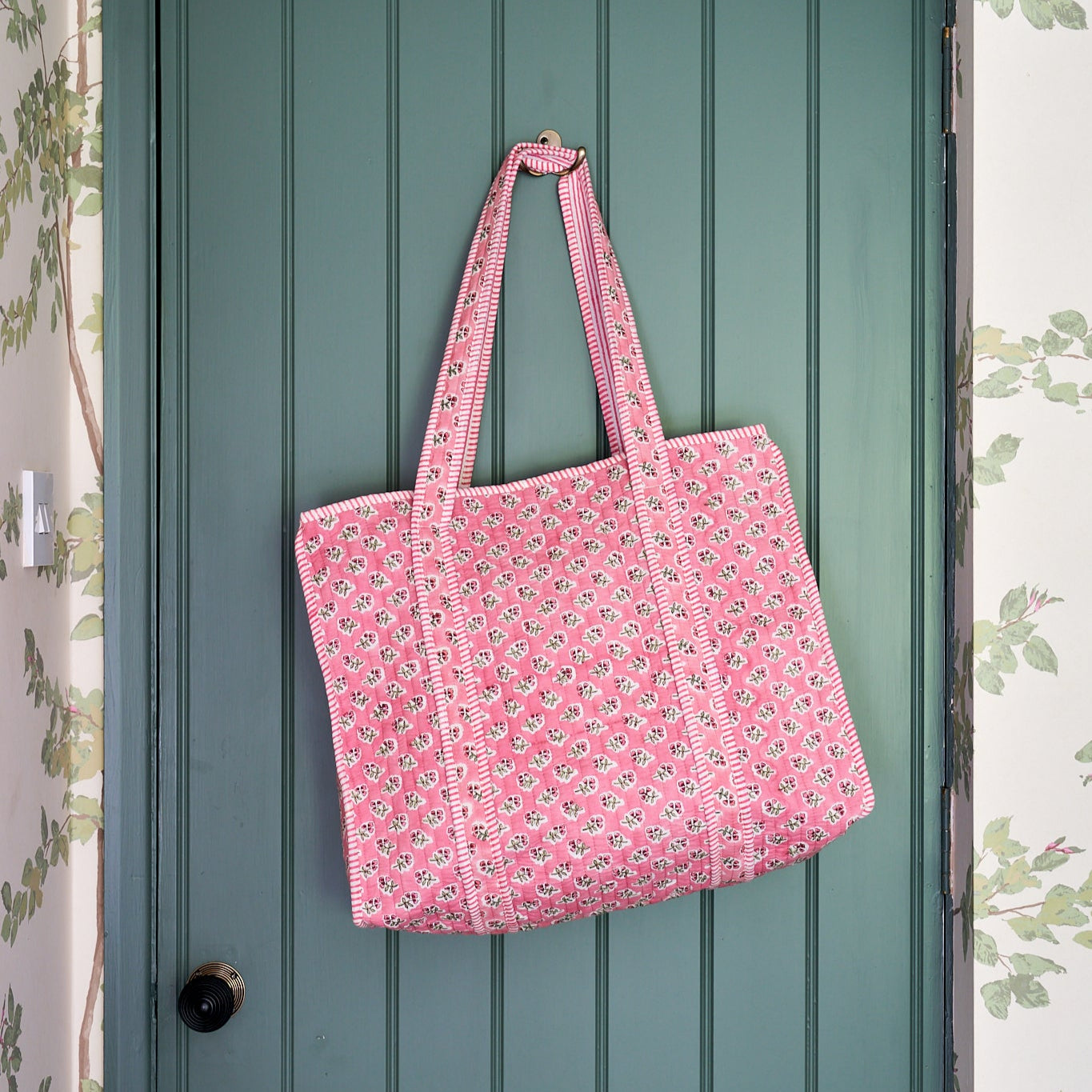 Rose Ditsy Quilted Tote Bag - Main Image