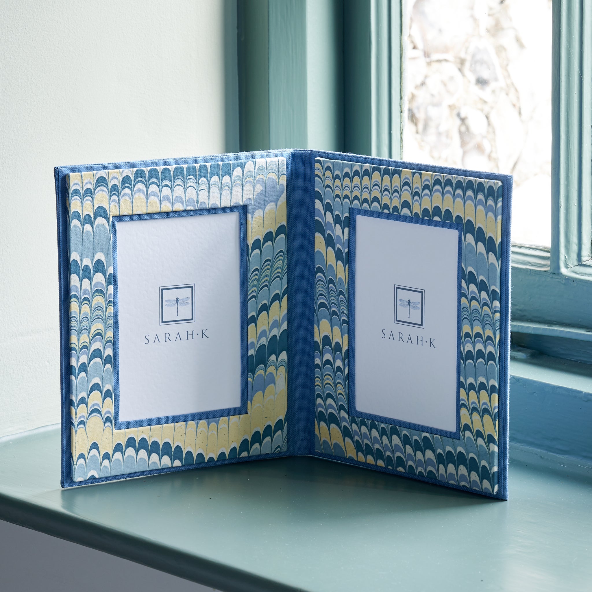 Double Marbled Photo Frame - Blue and Yellow