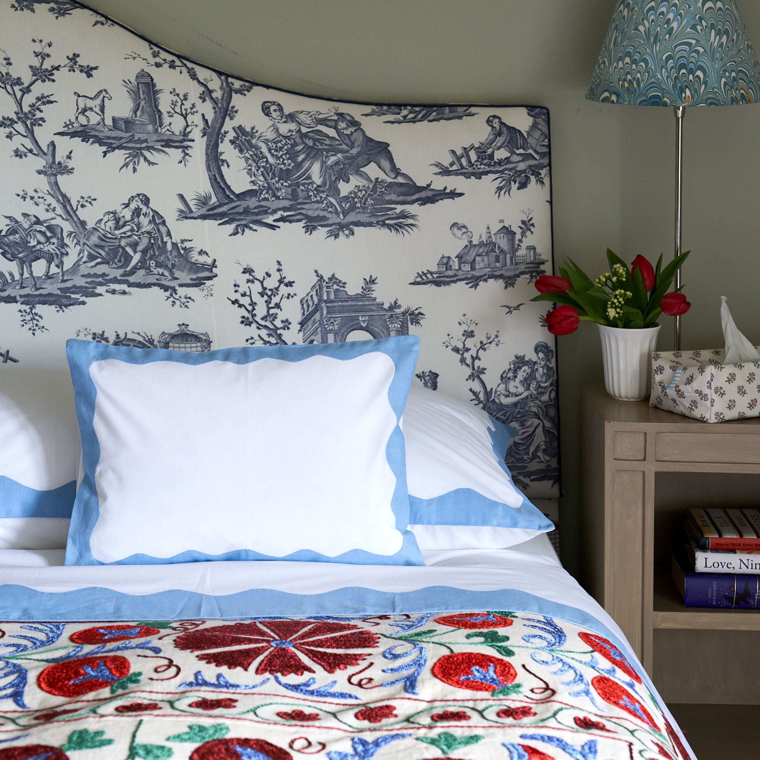 Blue Wave Cotton Hand Stitched Top Sheet