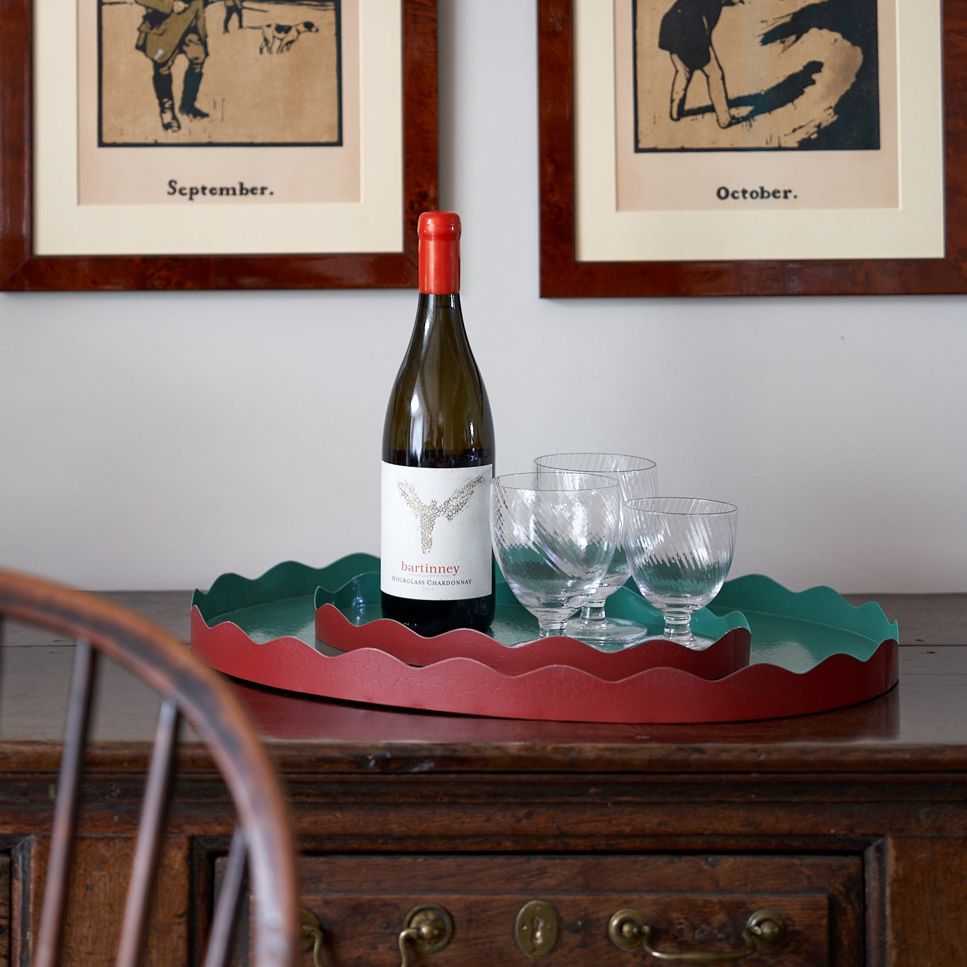 Toleware Tray - Chilli and Teal