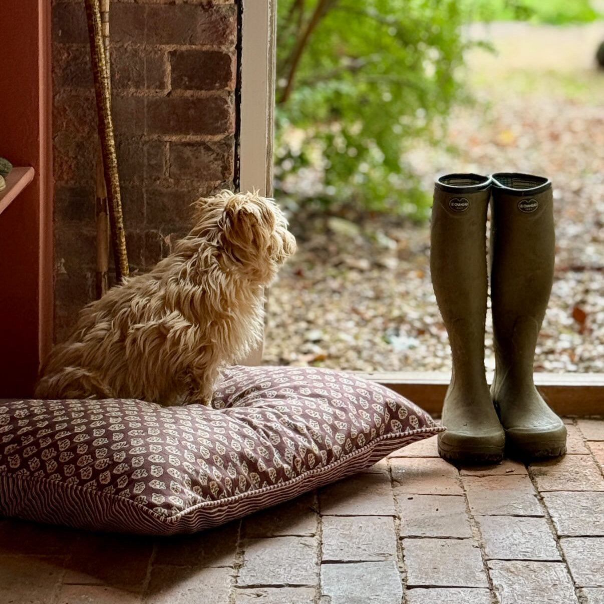 Chocolate Ditsy Dog Bed
