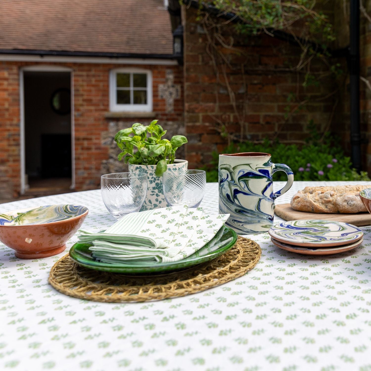 Green Ditsy Tablecloth