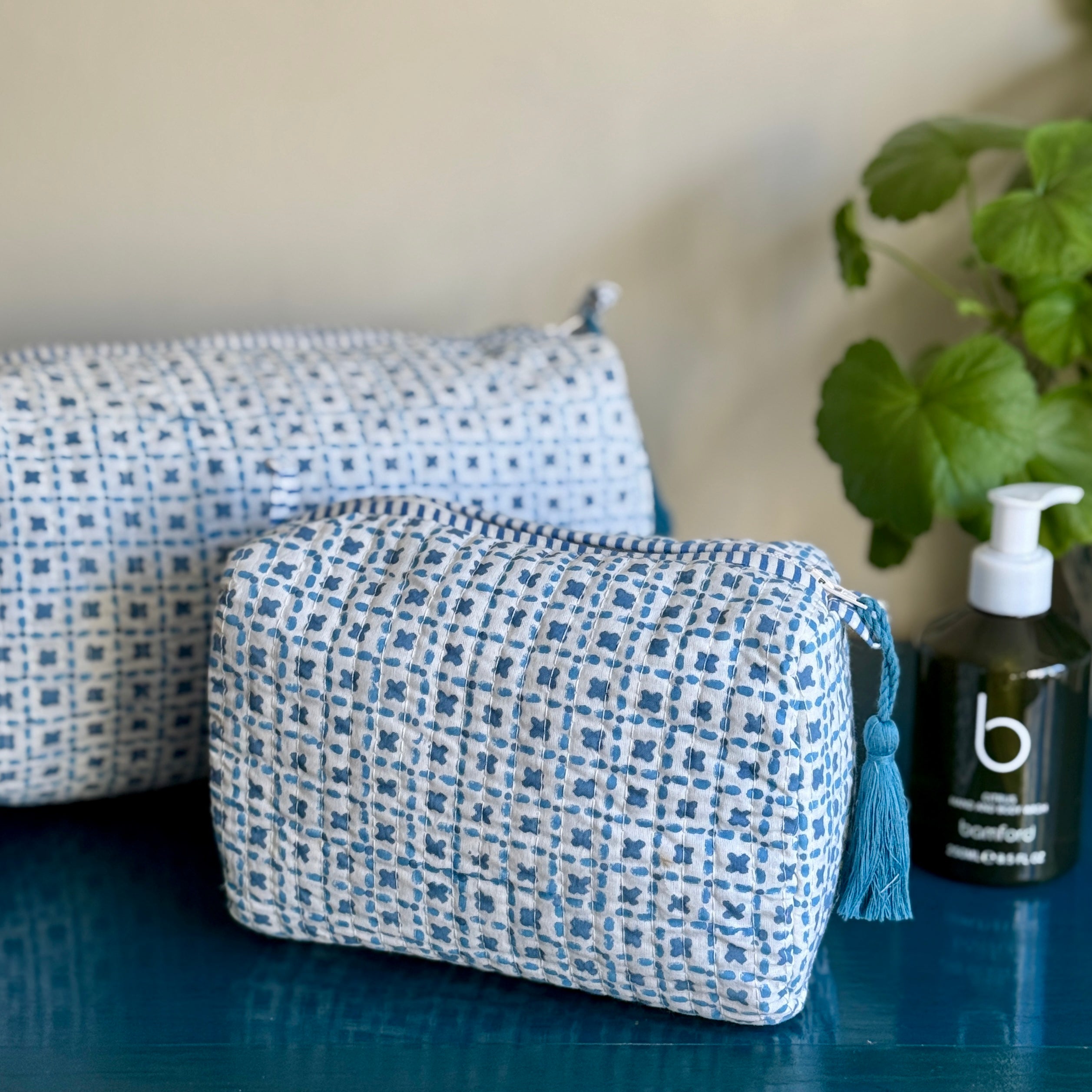 Blue Criss Cross Wash Bag