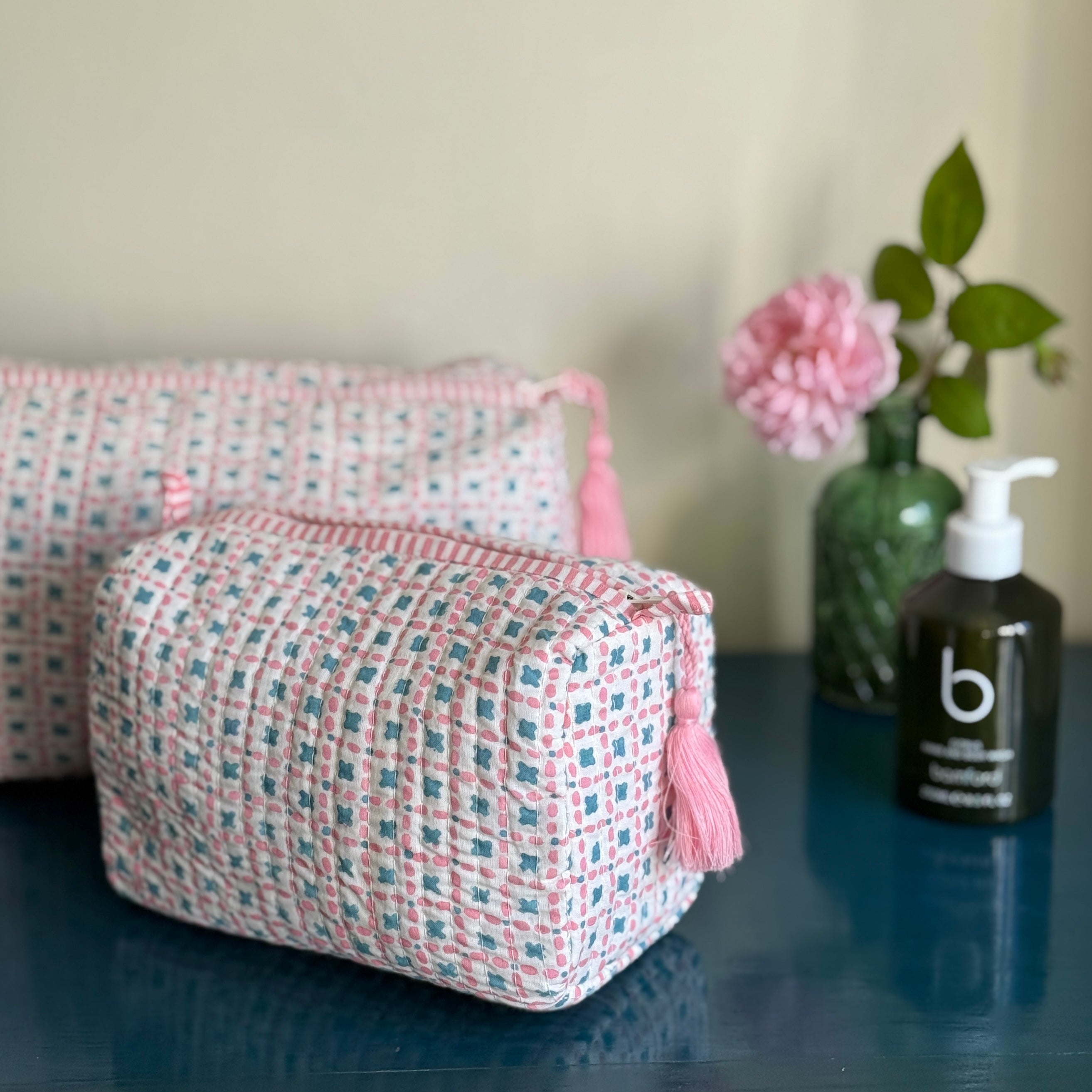 Pink & Teal Criss Cross Wash Bag