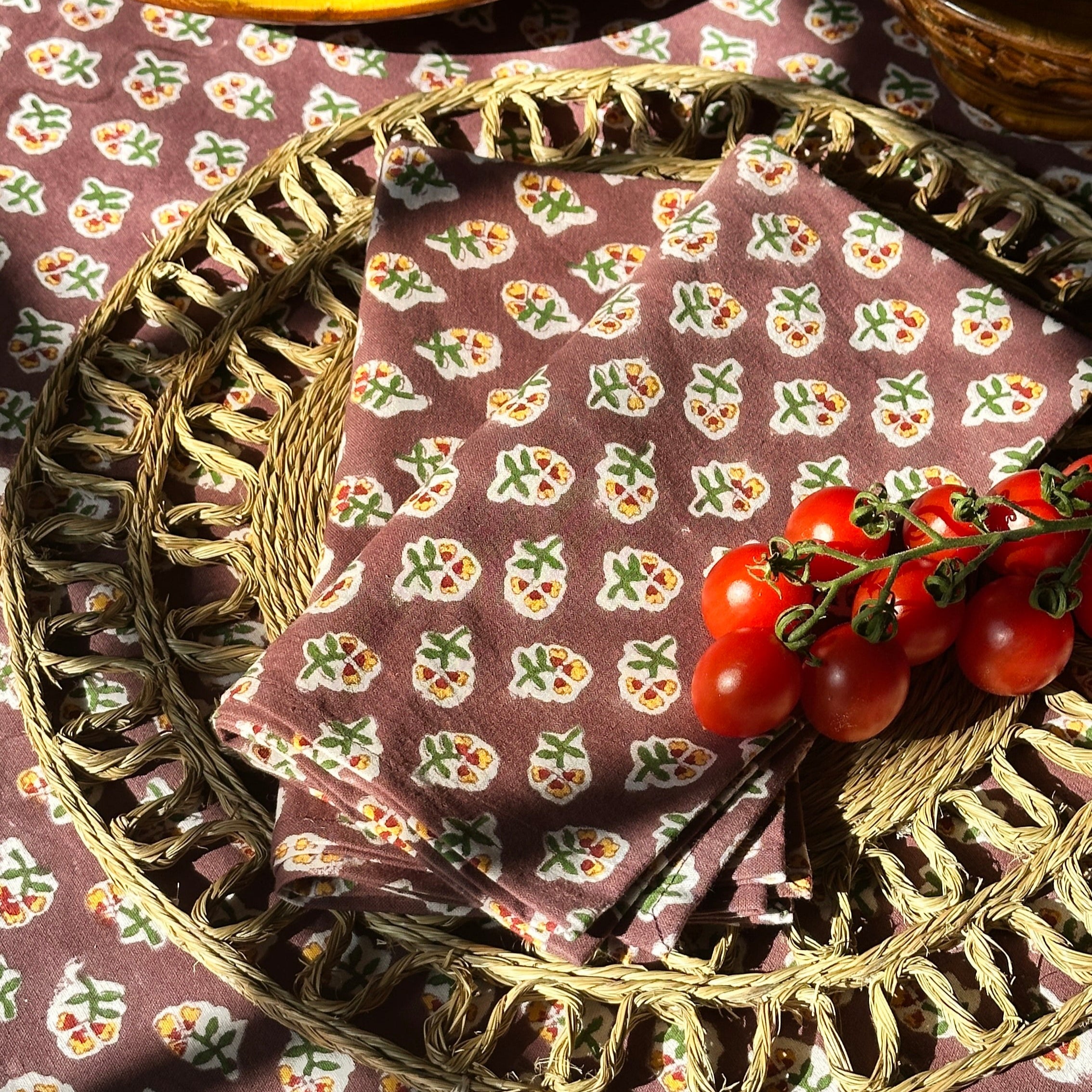 Chocolate Ditsy Napkin - Set of 4
