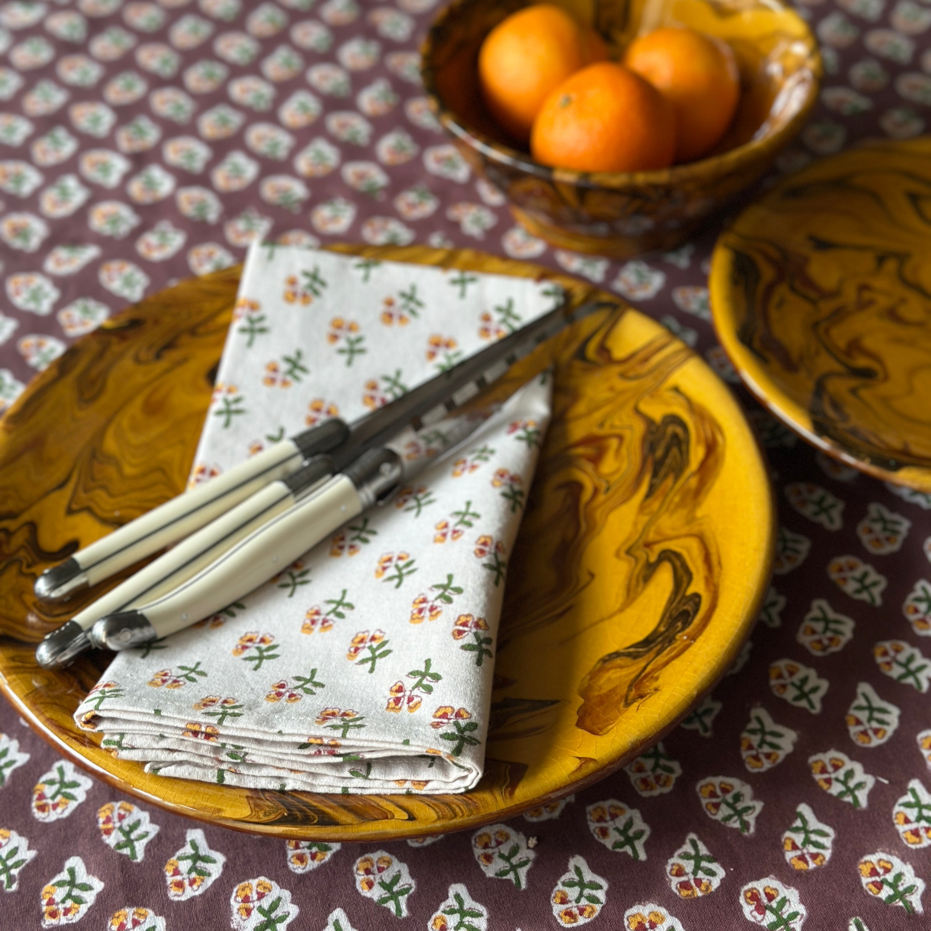 Yellow Ditsy Napkins - Set of 4