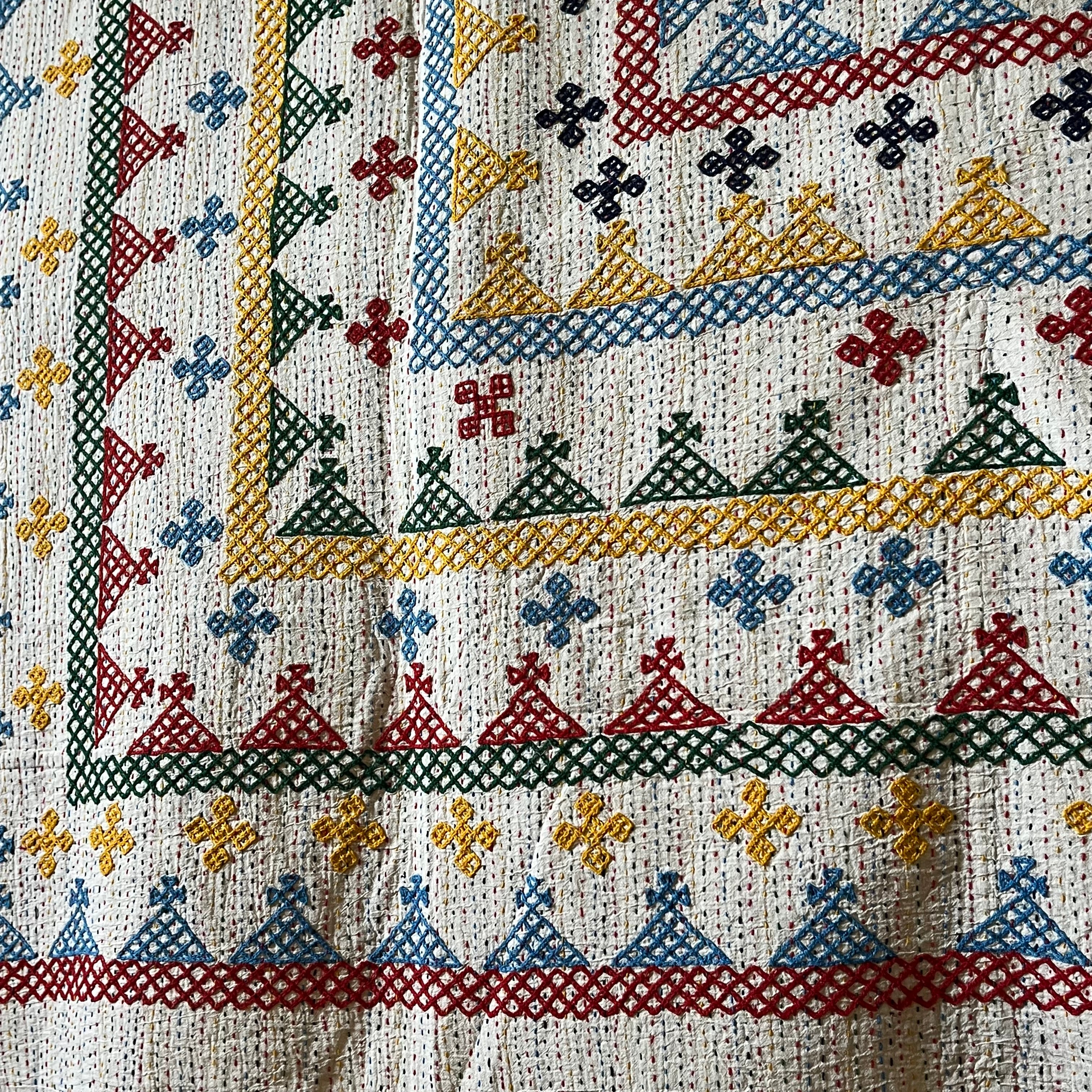 LARGE KANTHA BEDSPREAD - RED, BLUE, YELLOW, GREEN, NAVY