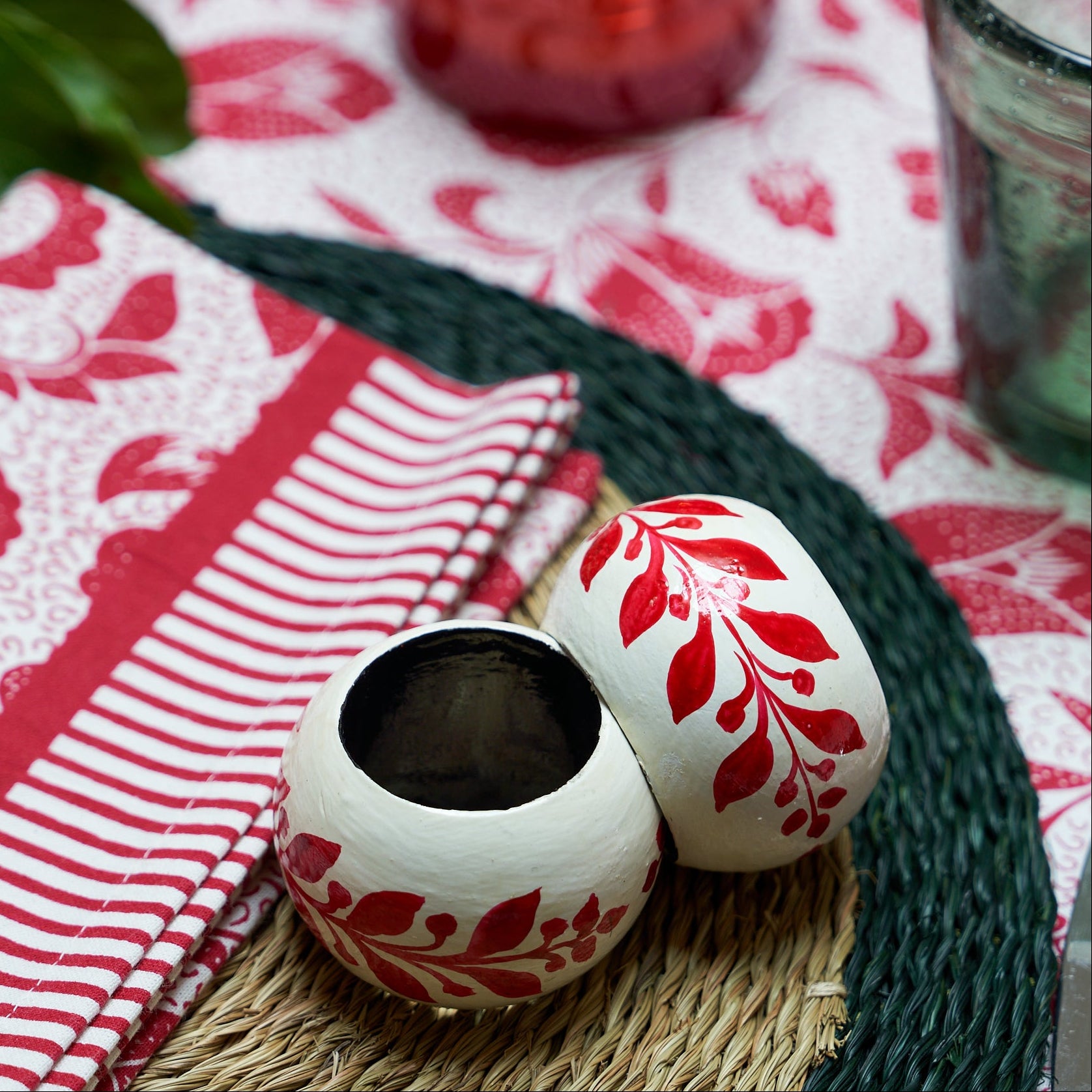 Red Alphabet Hand Painted Napkin Rings