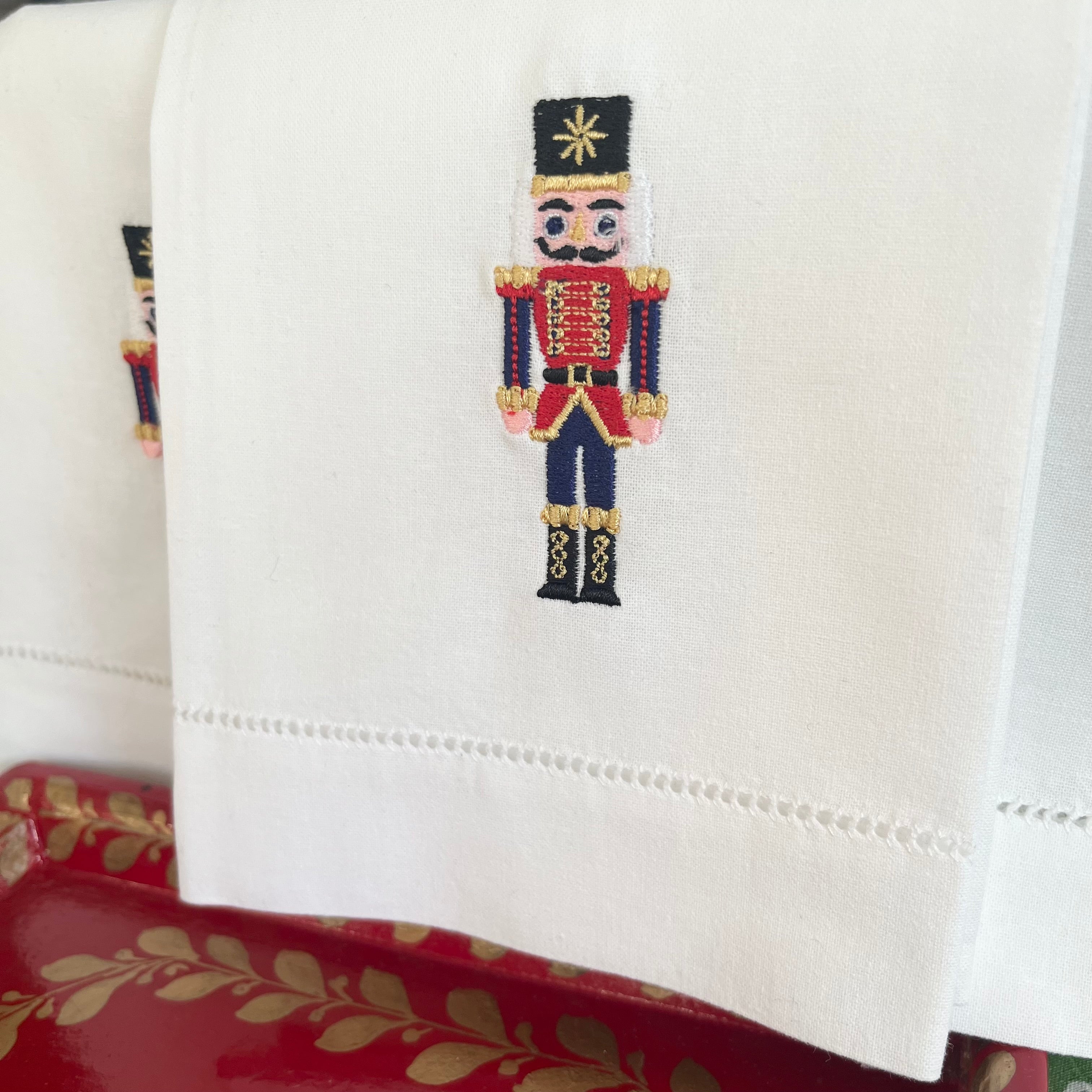 Cotton Embroidered Nutcracker Hand Towel