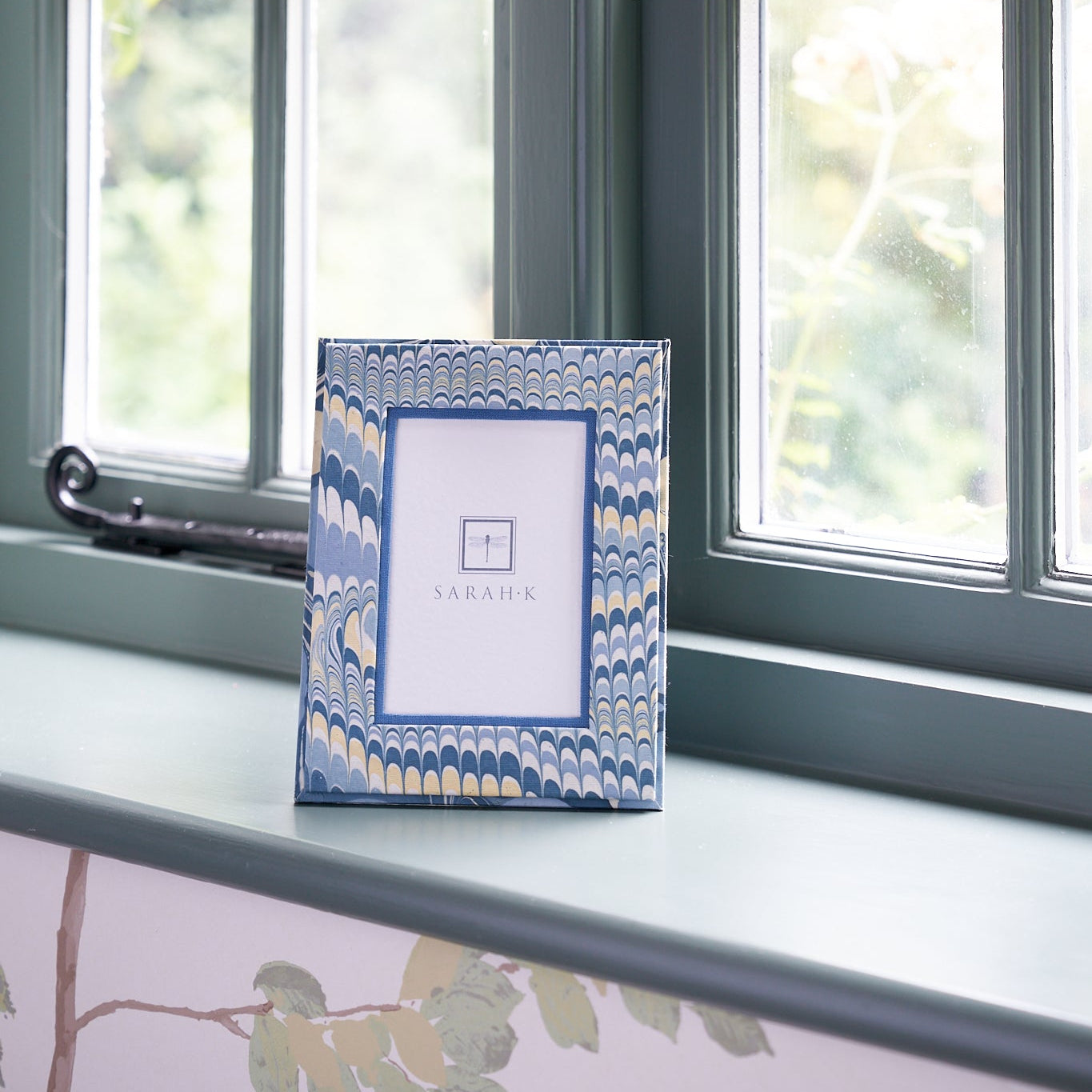 Marbled Photo Frame - Blues and Yellow
