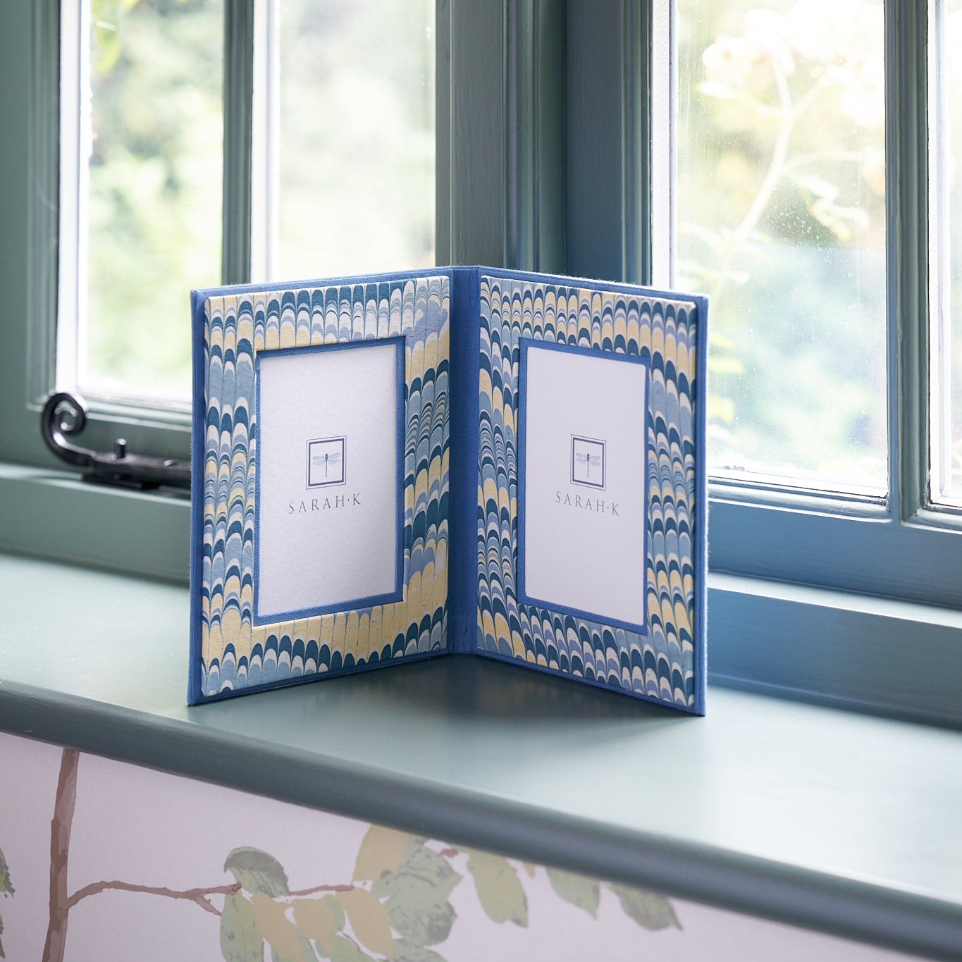 Double Marbled Photo Frame - Blue and Yellow