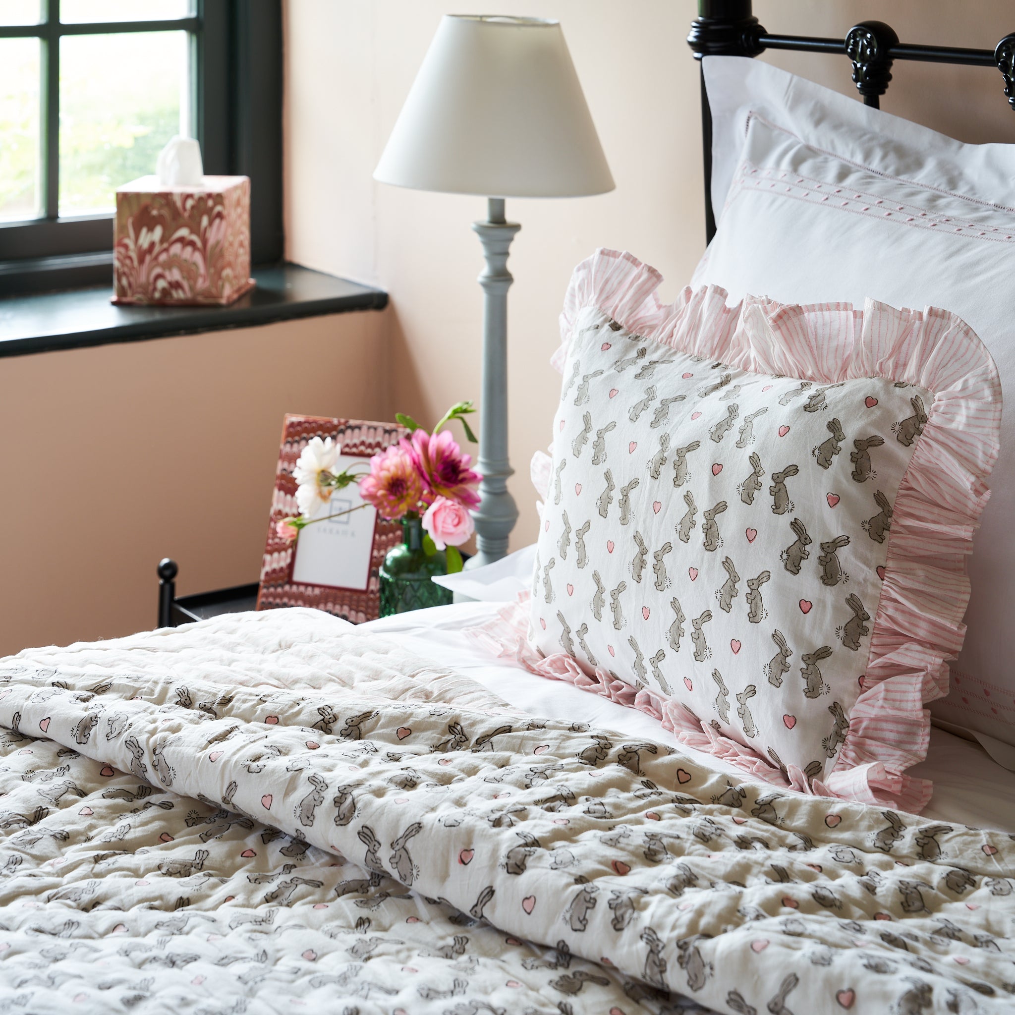 Pink Bunny Ruffle Baby Pillowcase