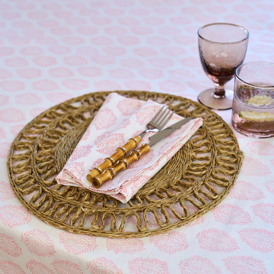 Pink Leaf Tablecloth