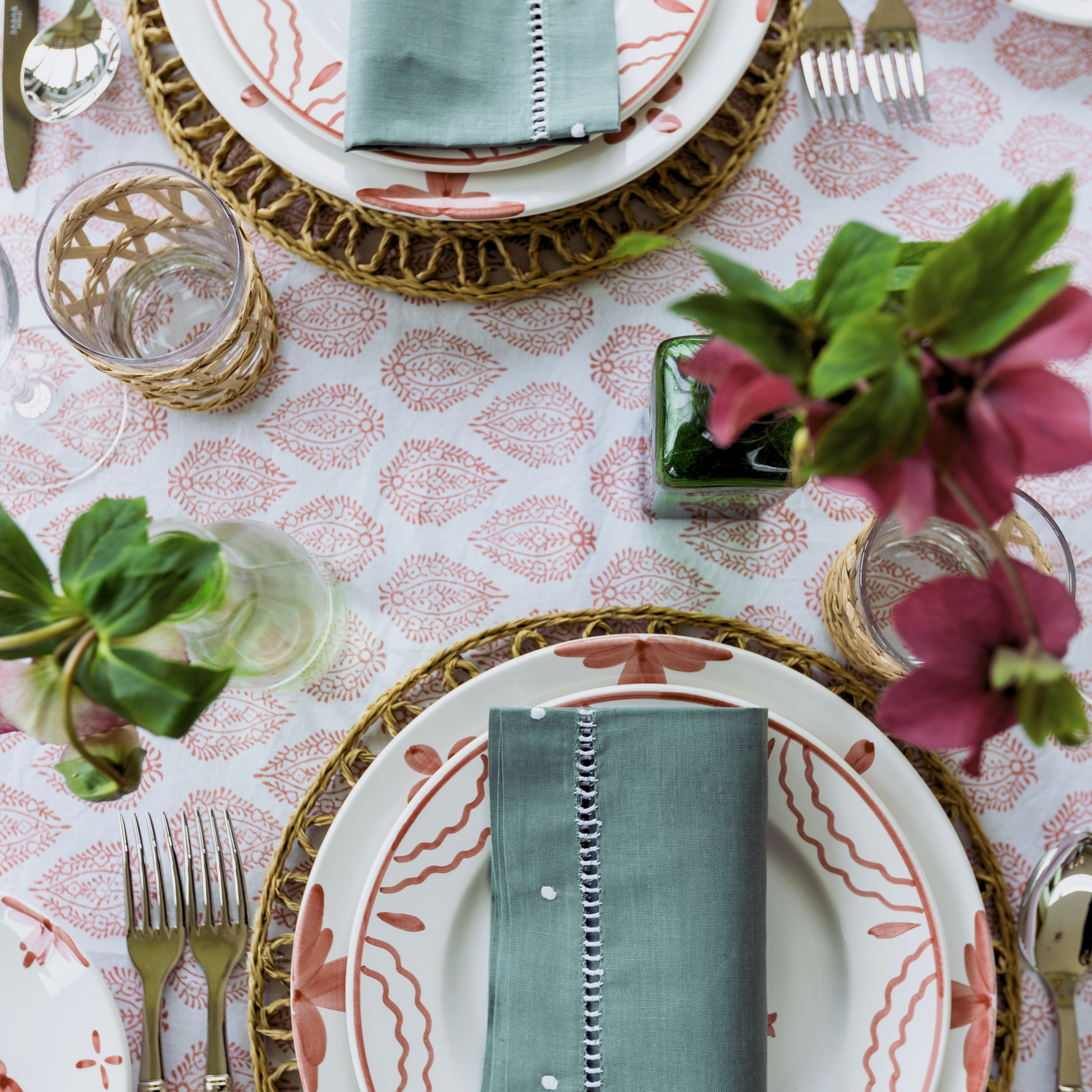 Red Leaf print tablecloth
