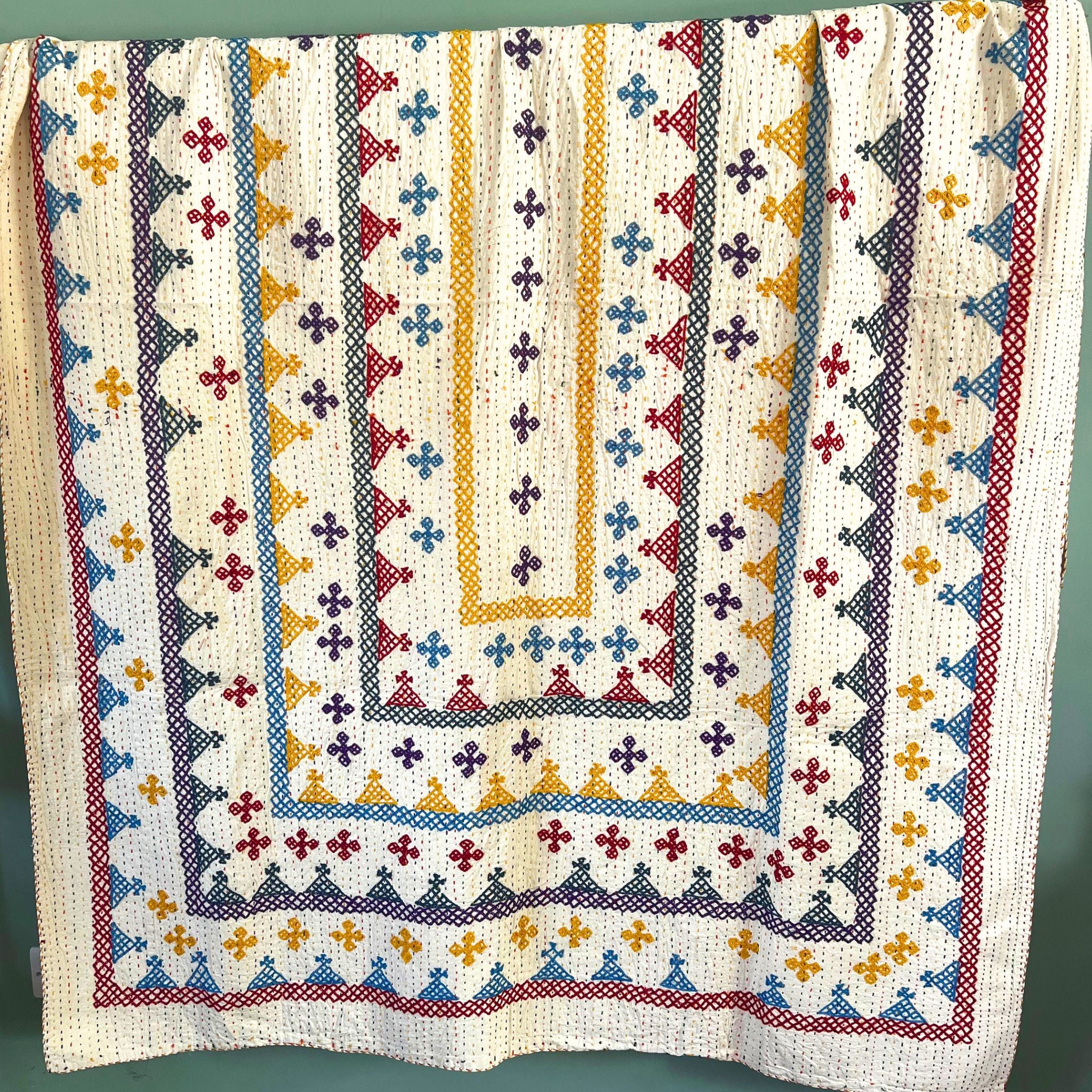 SINGLE KANTHA - RED, BLUE, YELLOW, PURPLE, TEAL