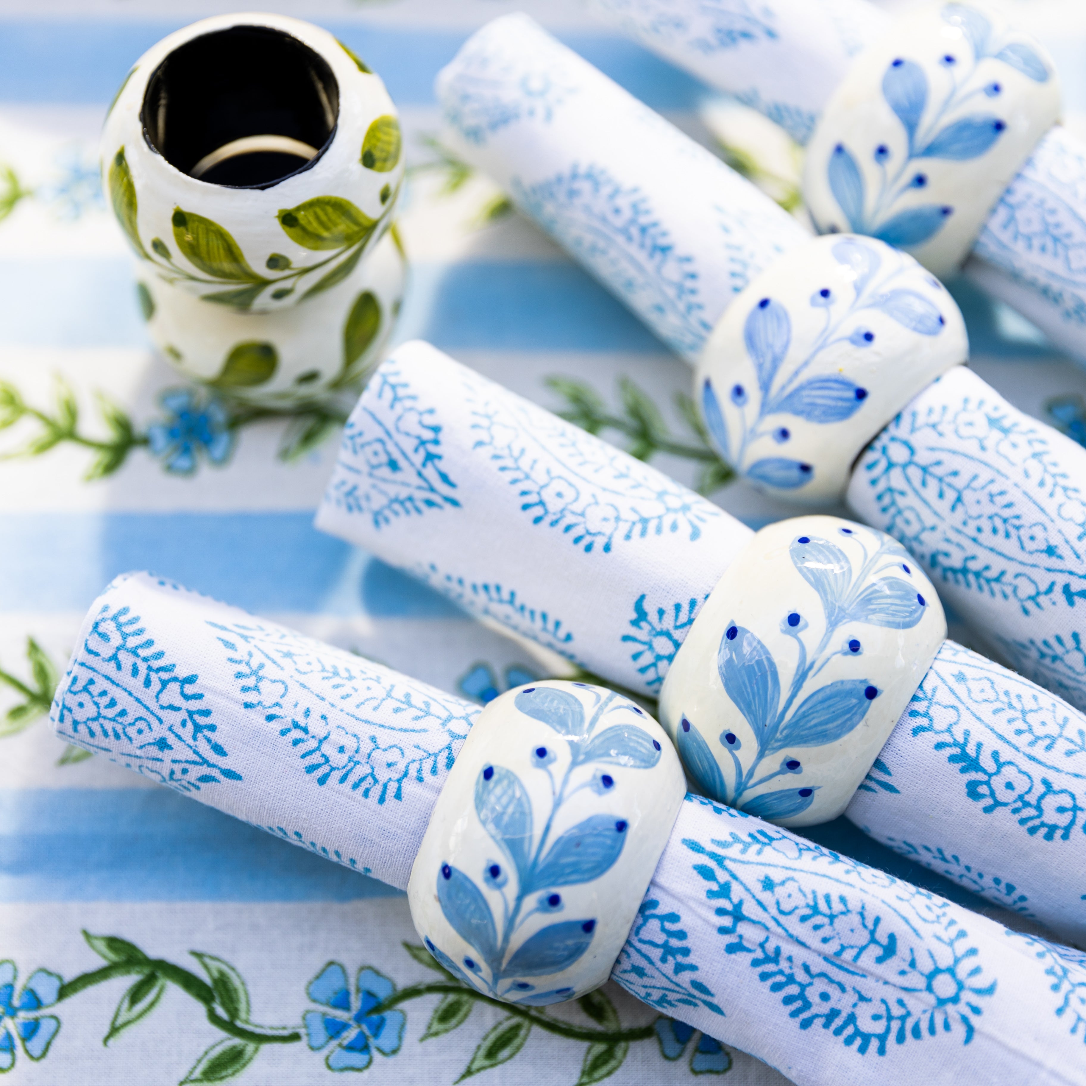 Blue Leaf Napkin - Set of 4