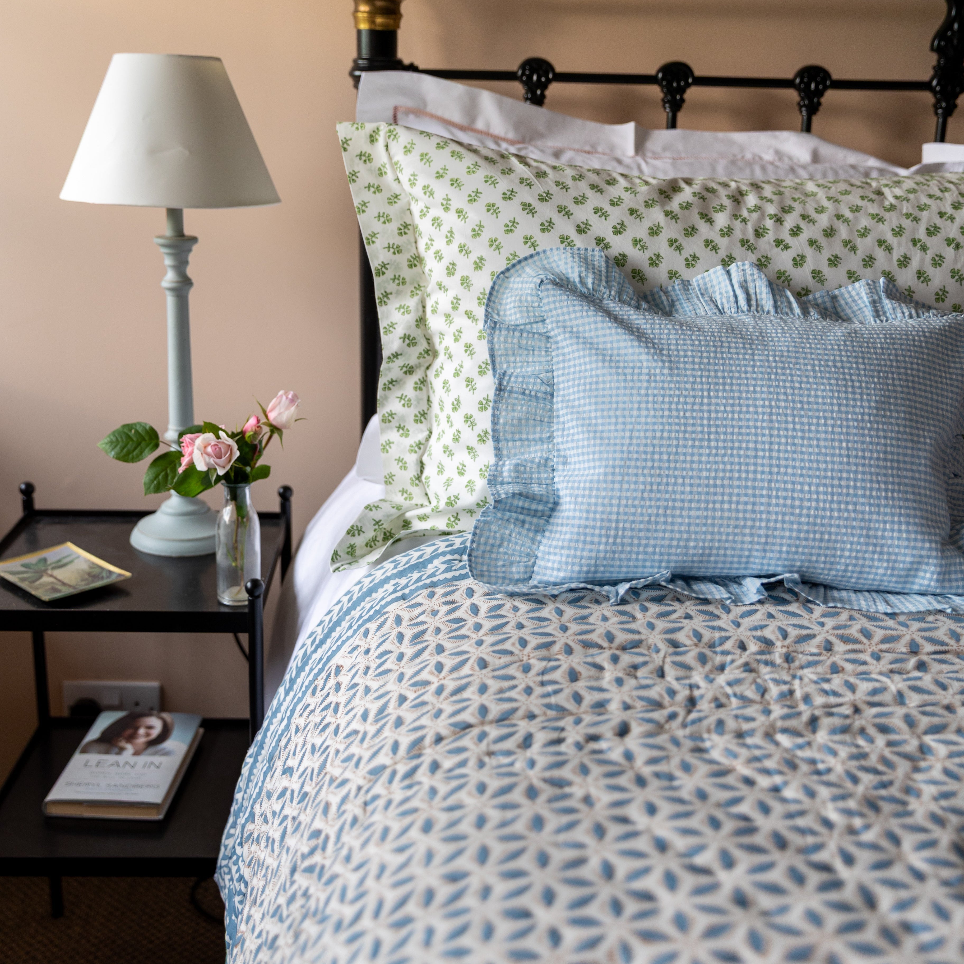 Blue and Taupe Clematis Quilt