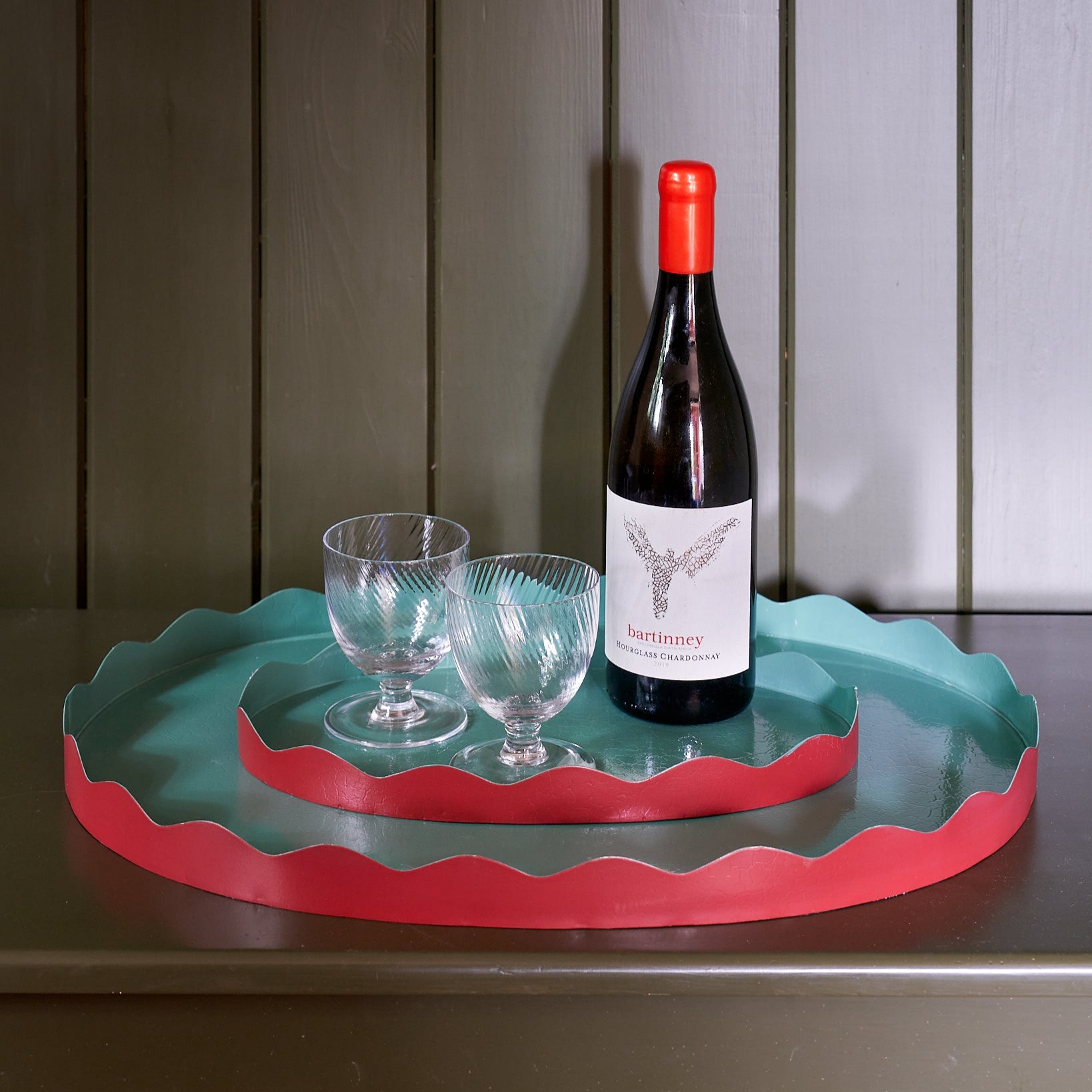 Toleware Tray - Chilli and Teal