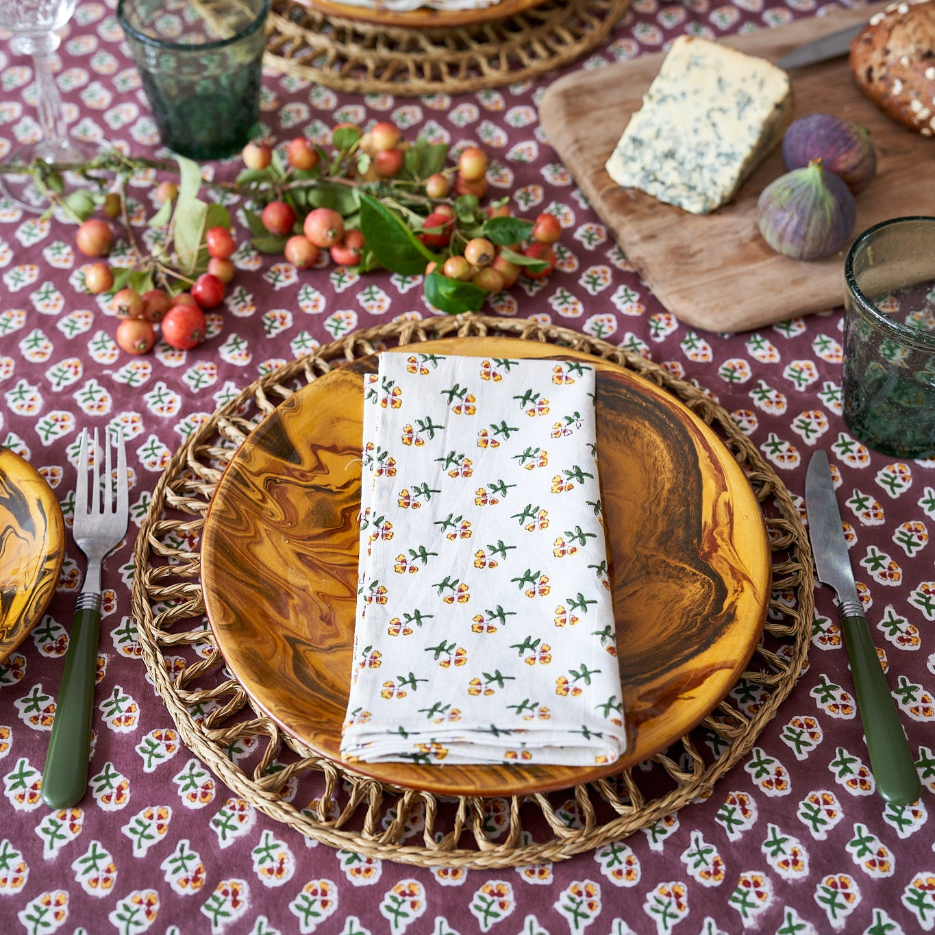 Chocolate Ditsy Tablecloth