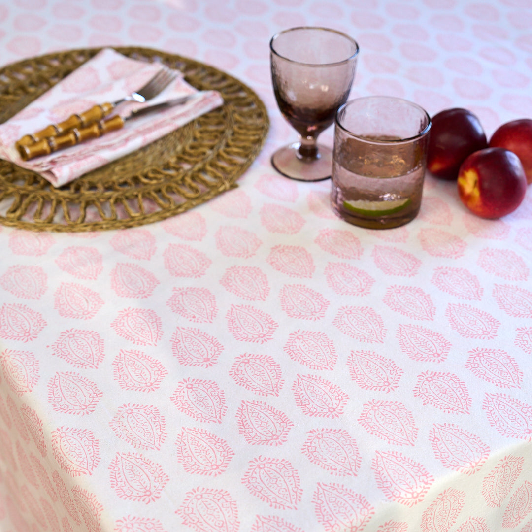Pink Leaf Tablecloth