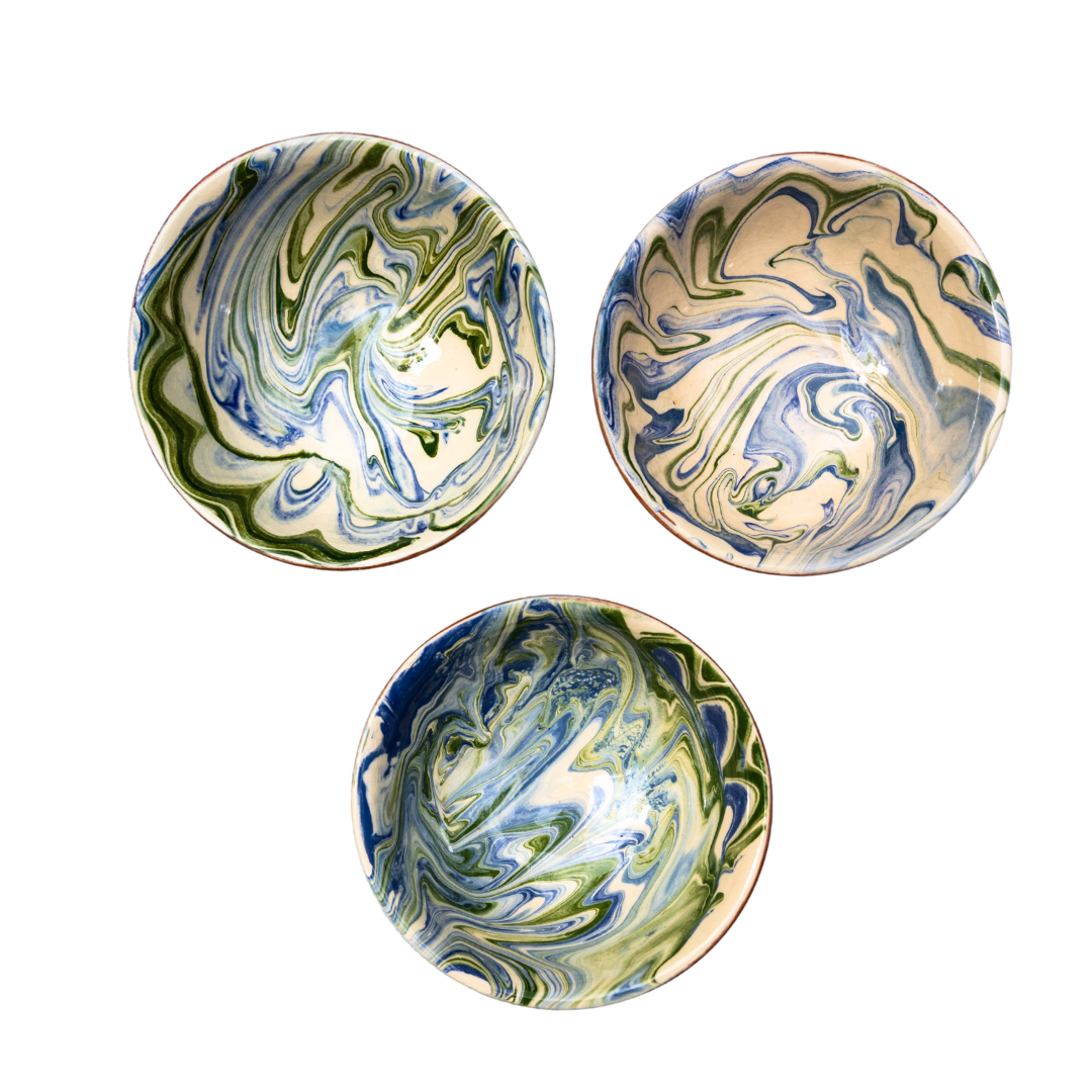 Small Blue and Green Marbled Bowl