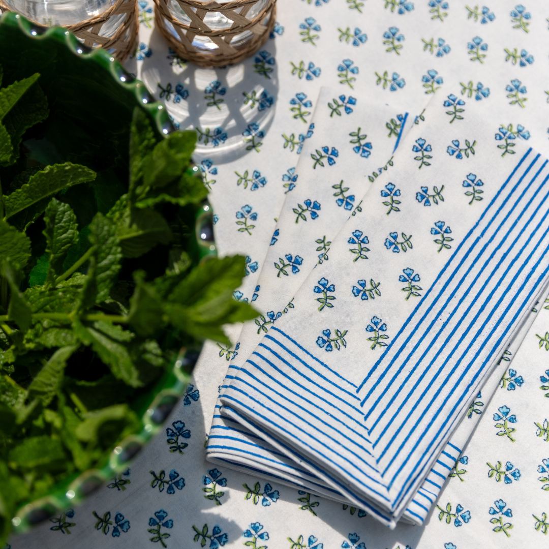 Blue Ditsy Napkin - Set of 4