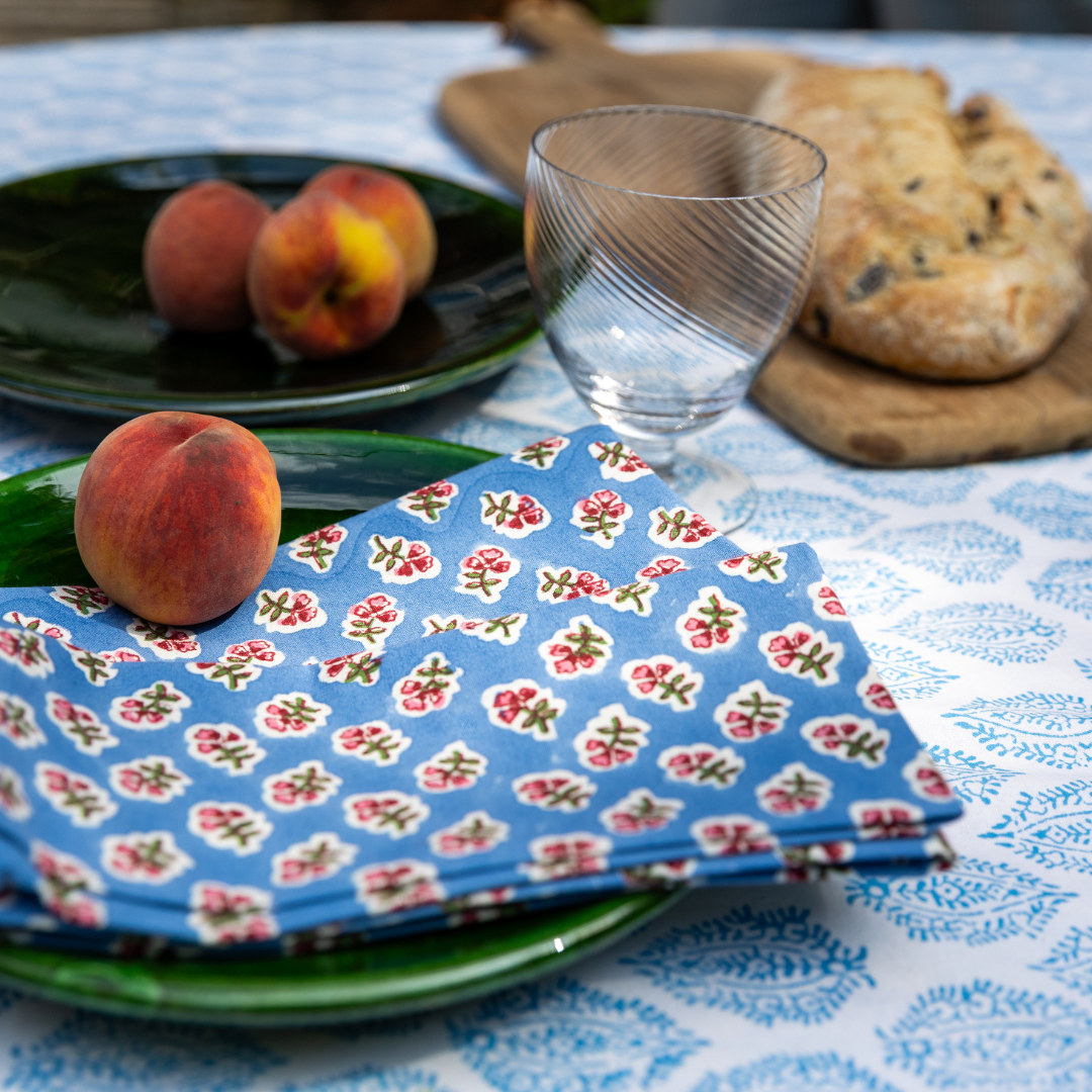 Azure Blue Ditsy Napkins - Set of 4