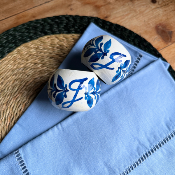 Dark Blue Alphabet Hand Painted Napkin Rings