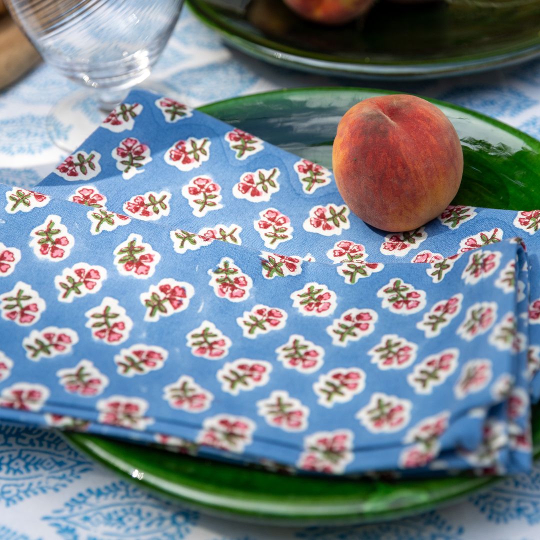Azure Blue Ditsy Napkins - Set of 4