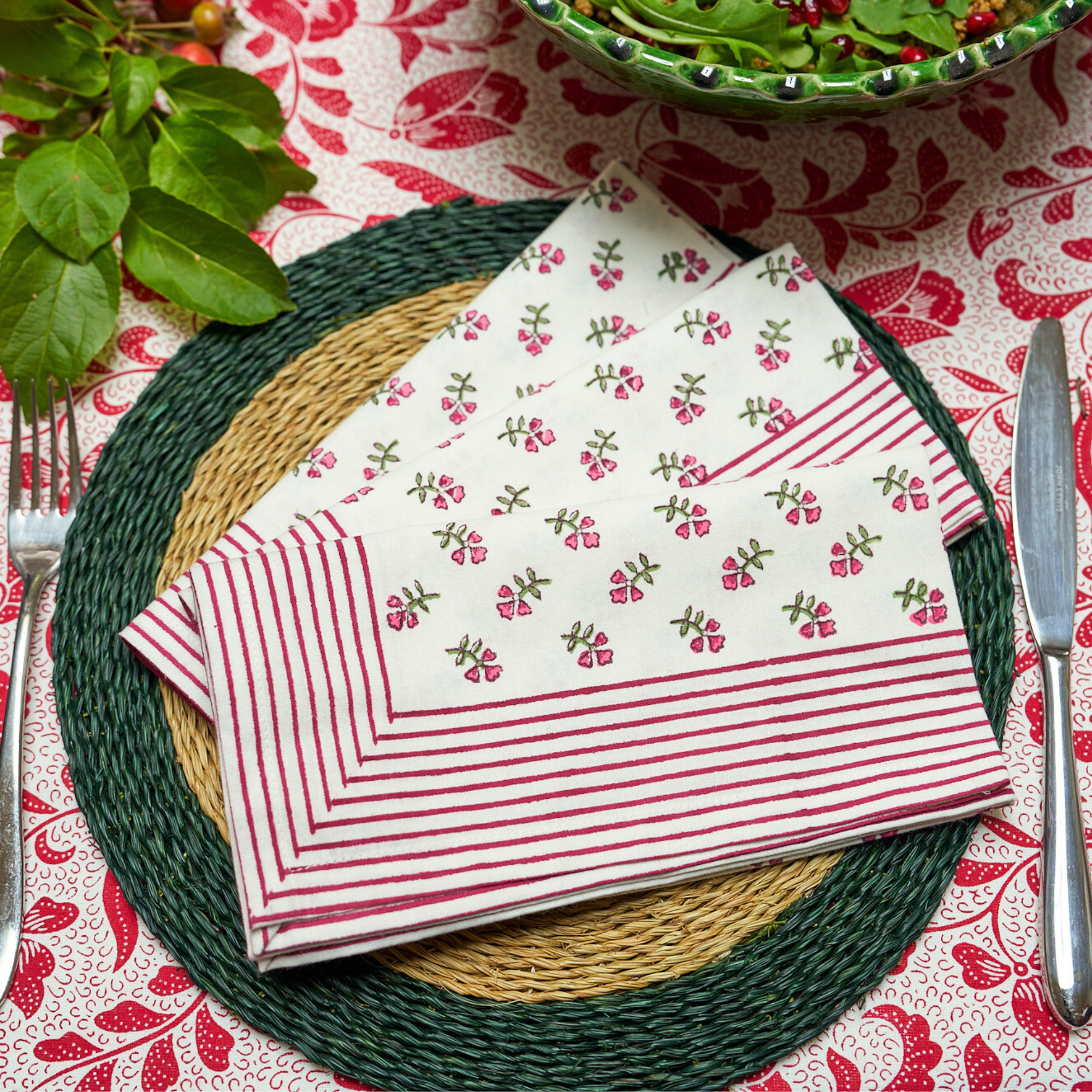 Pink Ditsy Napkin - Set of 4