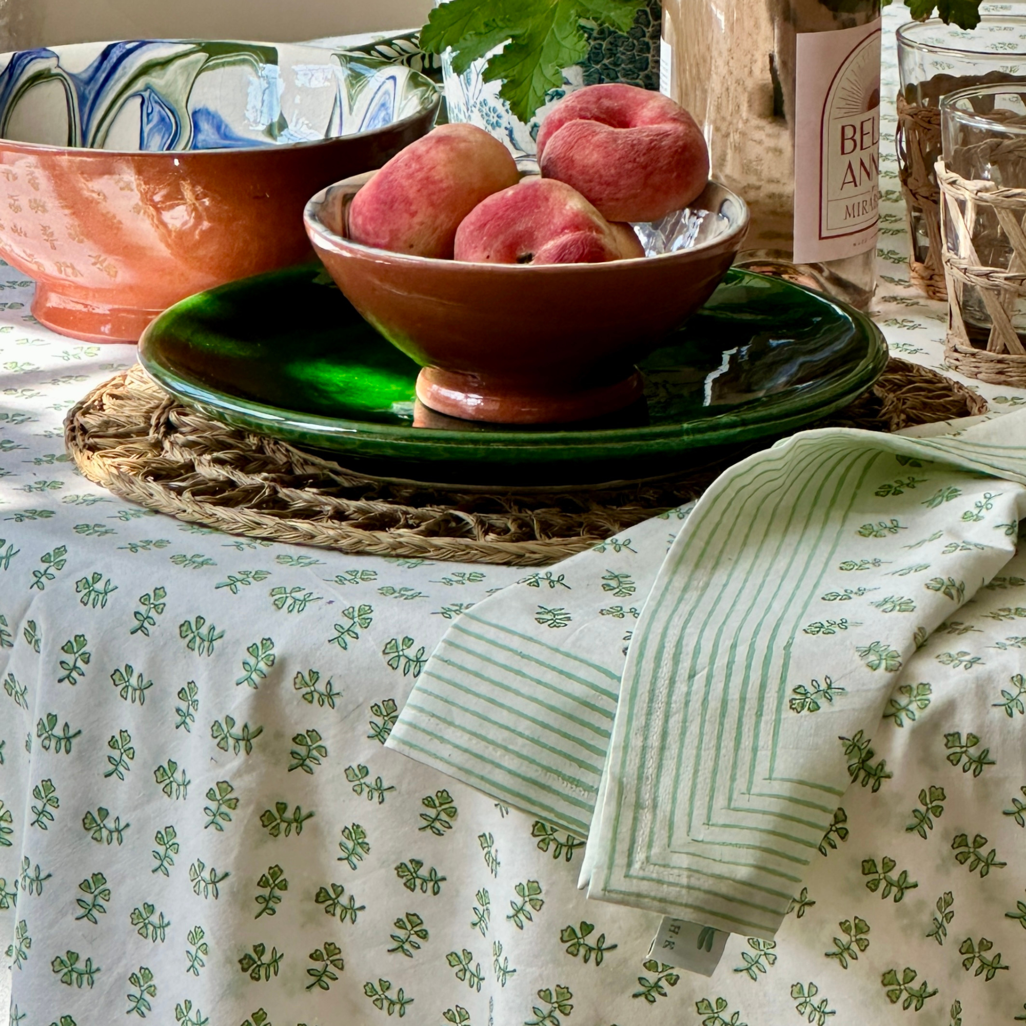 Green Ditsy Tablecloth