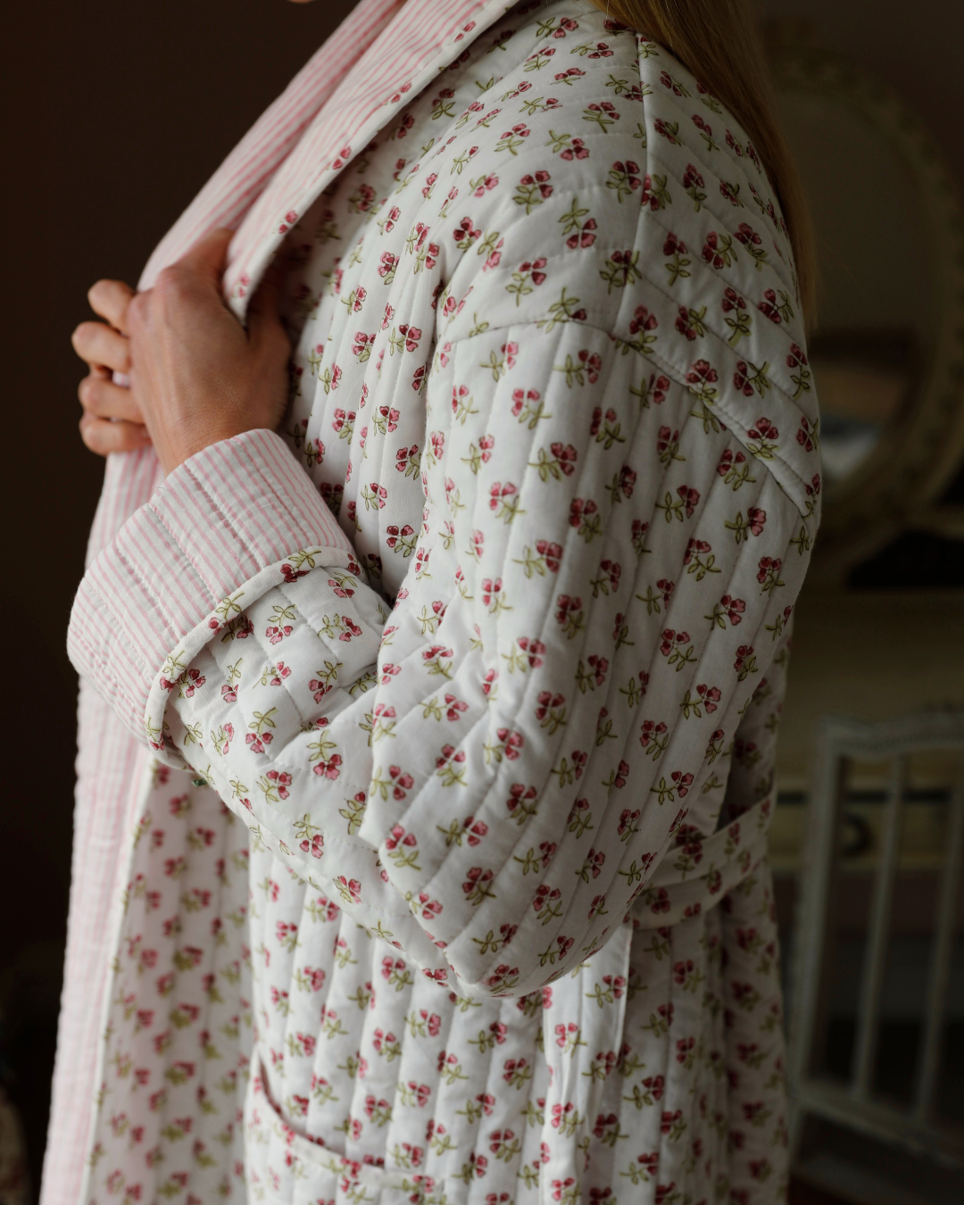 Adult Pink Ditsy Dressing Gown