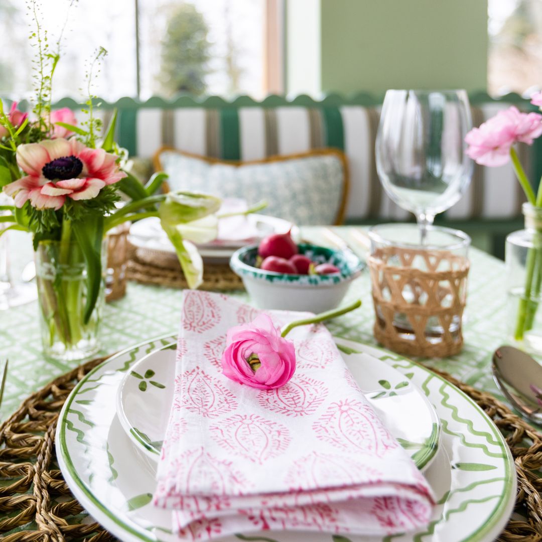 Pink Leaf Napkin - Set of 4