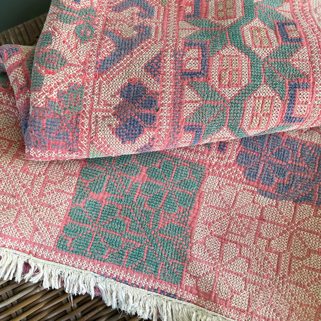 FRINGED CROSS STITCH THROW