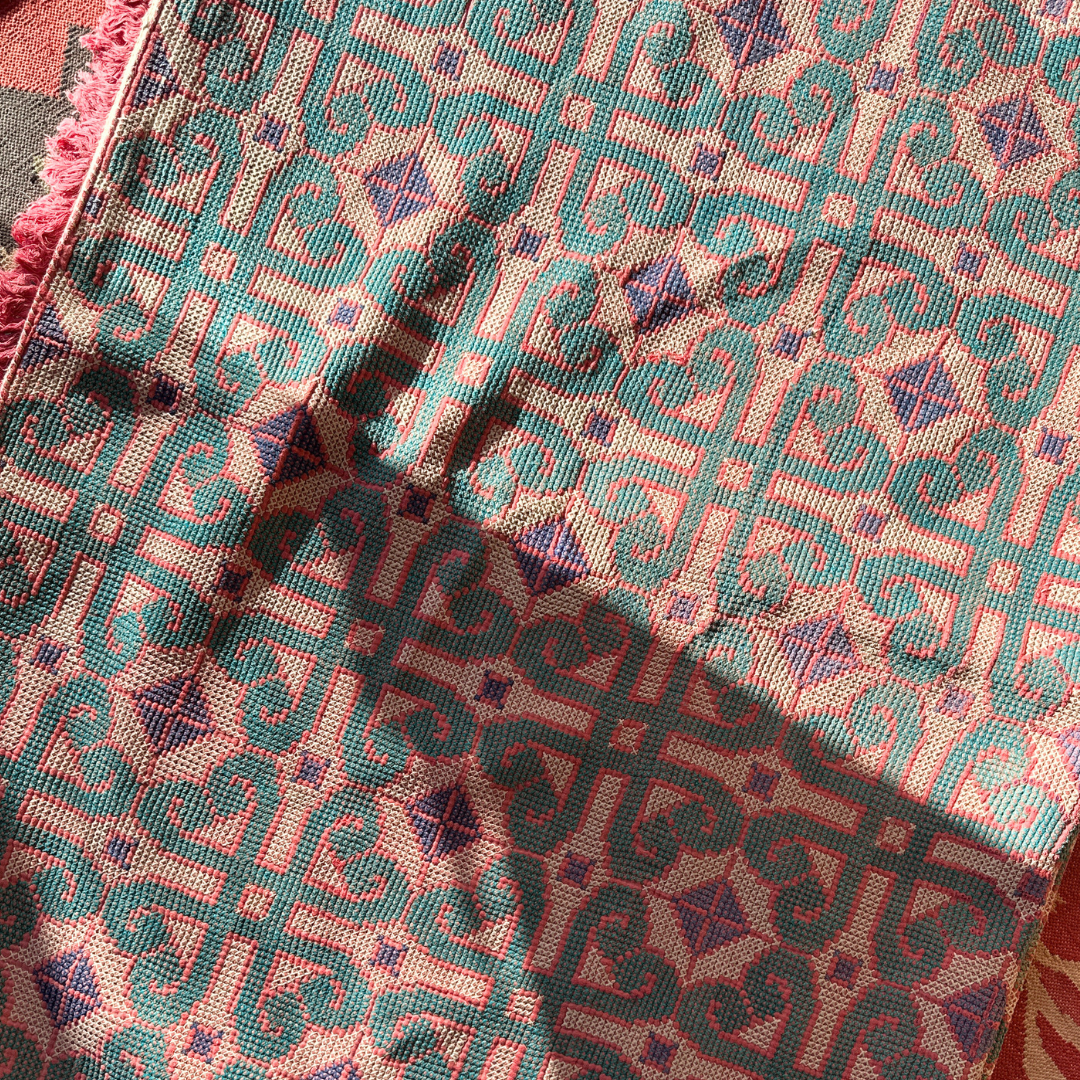 FRINGED CROSS STITCH THROW 4