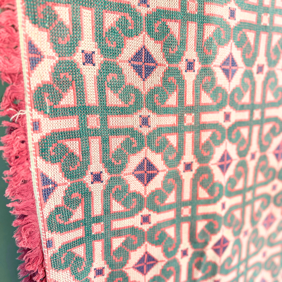 FRINGED CROSS STITCH THROW 4