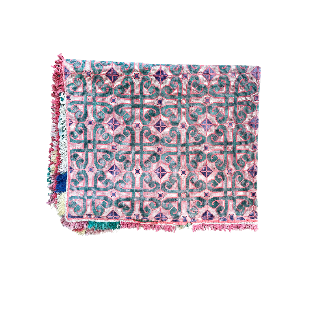 FRINGED CROSS STITCH THROW 4