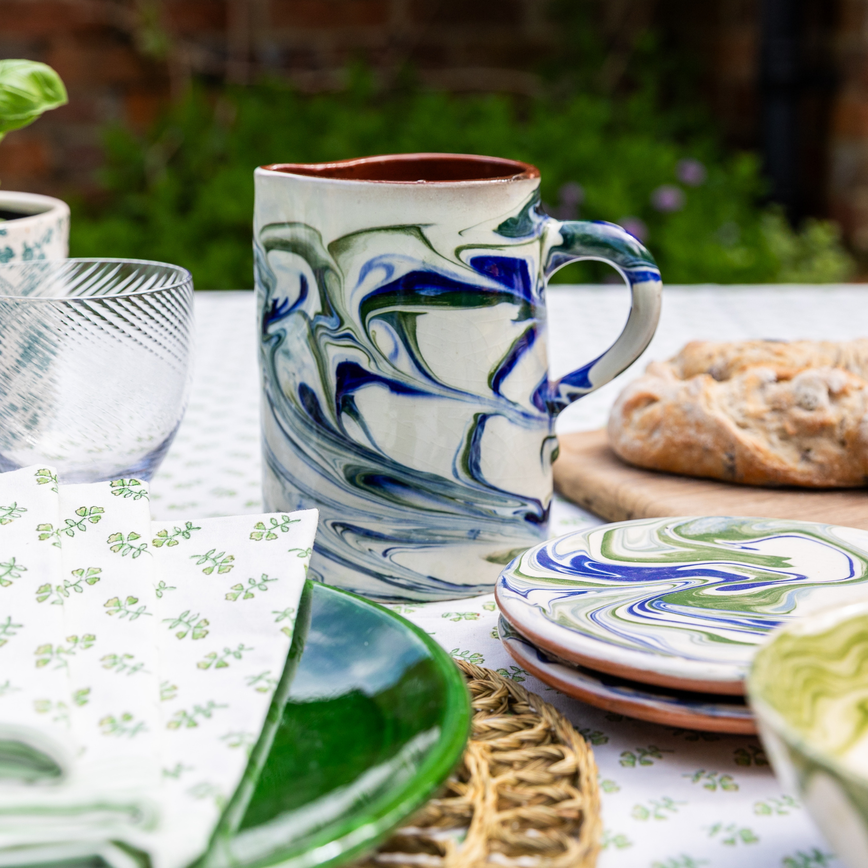 Blue and Green Marbled Jug