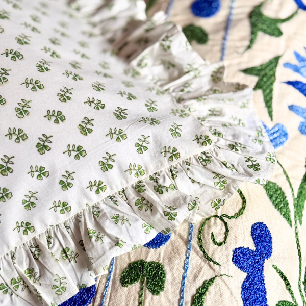 Green Ditsy Square Pillowcase