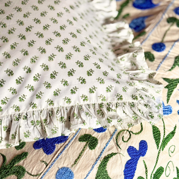 Green Ditsy Square Pillowcase