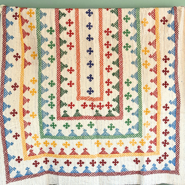 SINGLE KANTHA - RUST RED, BLUE, YELLOW, GREEN, PALE BLUE, ORANGE, PURPLE